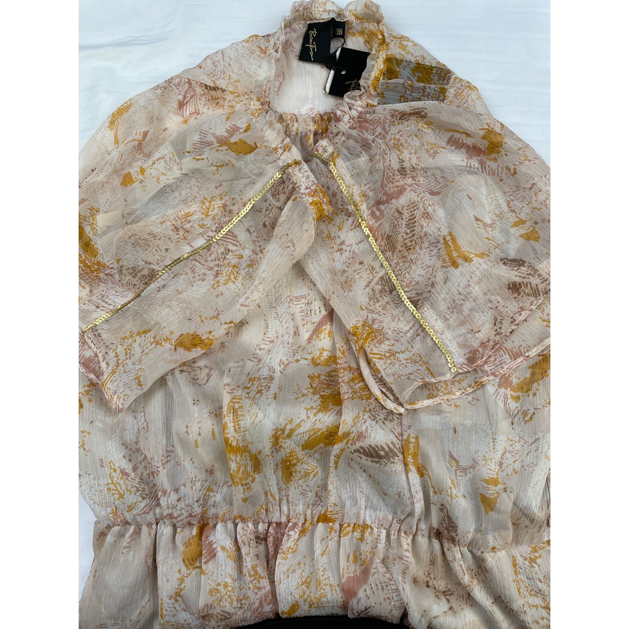 Other Bear Two Womens Tan Sheer Leaf Design dress above knee Size Size M / US 6-8 / IT 42-44 - 6 Thumbnail
