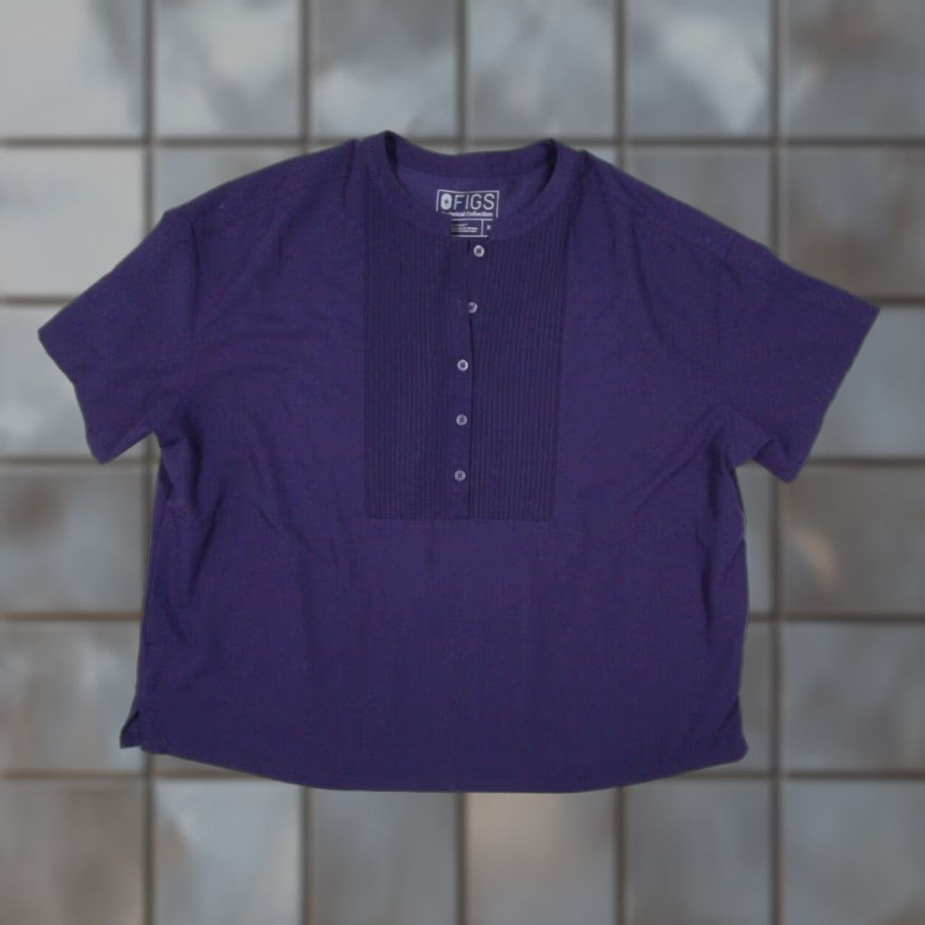 Vintage FIGS Scrub Top Women XL Purple Technical Collection MUA Pintuck - Polyester Blend Size XL / US 12-14 / IT 48-50 - 1 Thumbnail