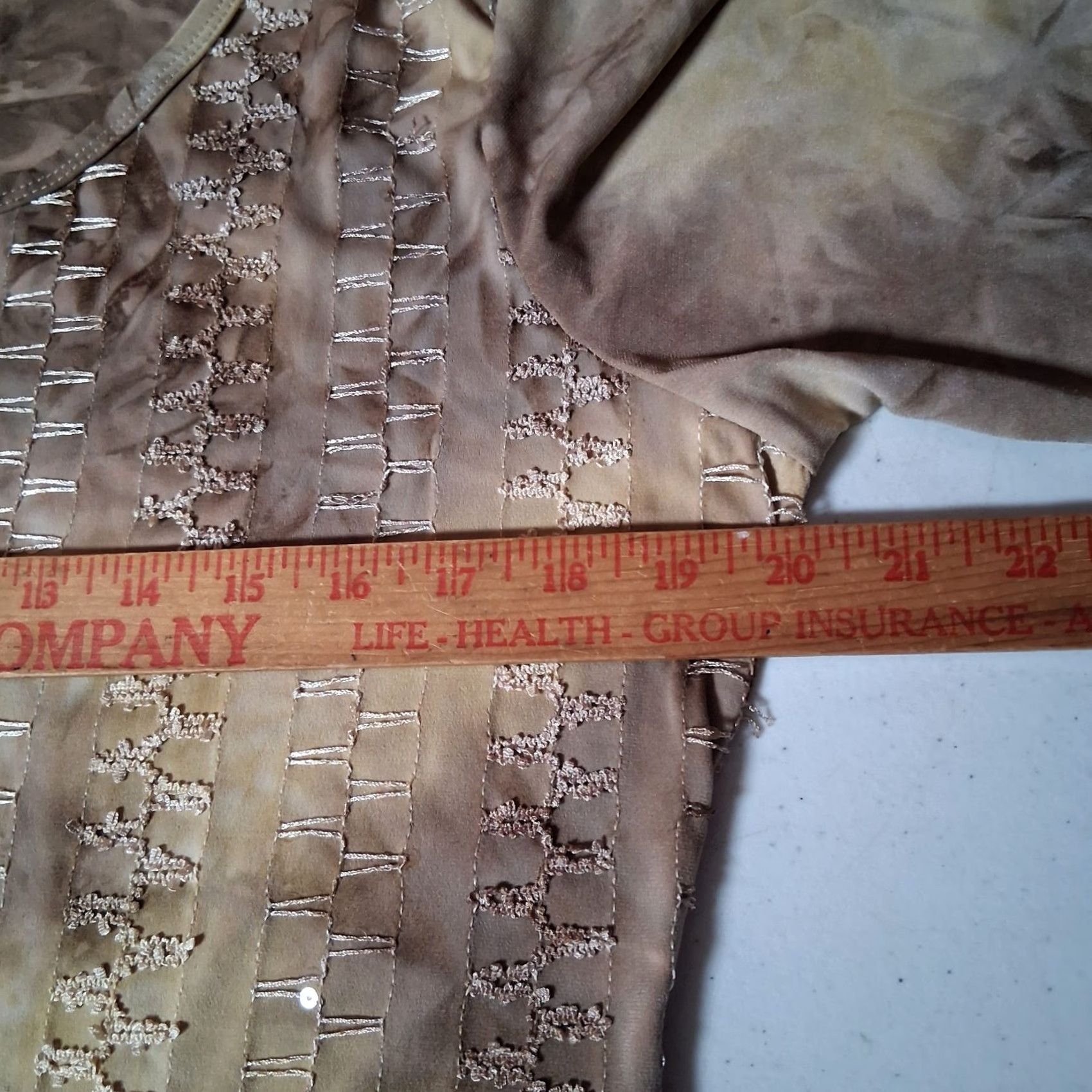 Vintage VINTAGE Fashion Bug Shirt XL Brown Tie Dye Sequin Embroidered Stretch Size XL / US 12-14 / IT 48-50 - 4 Thumbnail