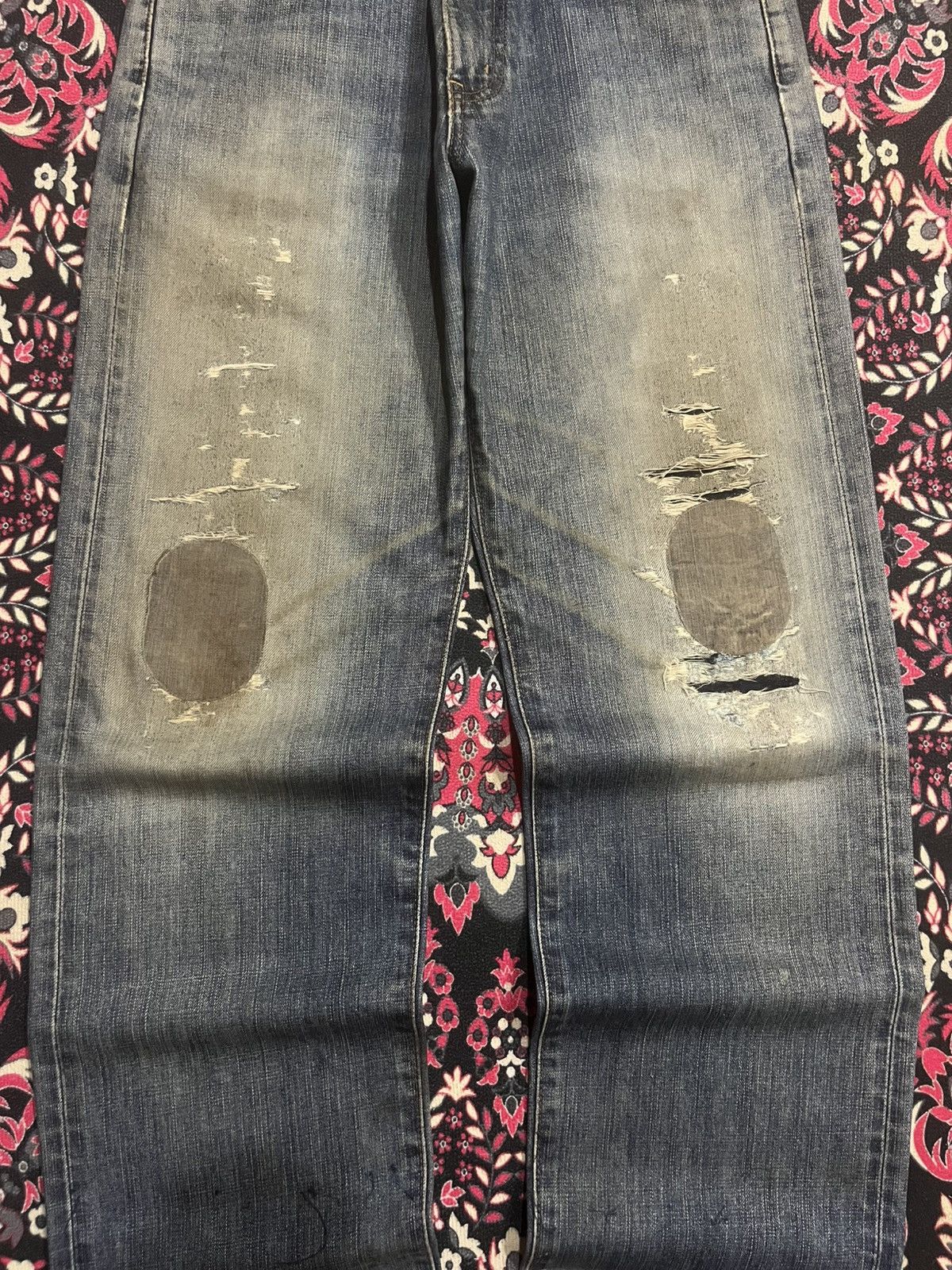 Kapital ⚡️Distressed⚡️Vintage Edwin 503w Blue Washed Ripped Patch Jean Size US 28 / EU 44 - 10 Thumbnail