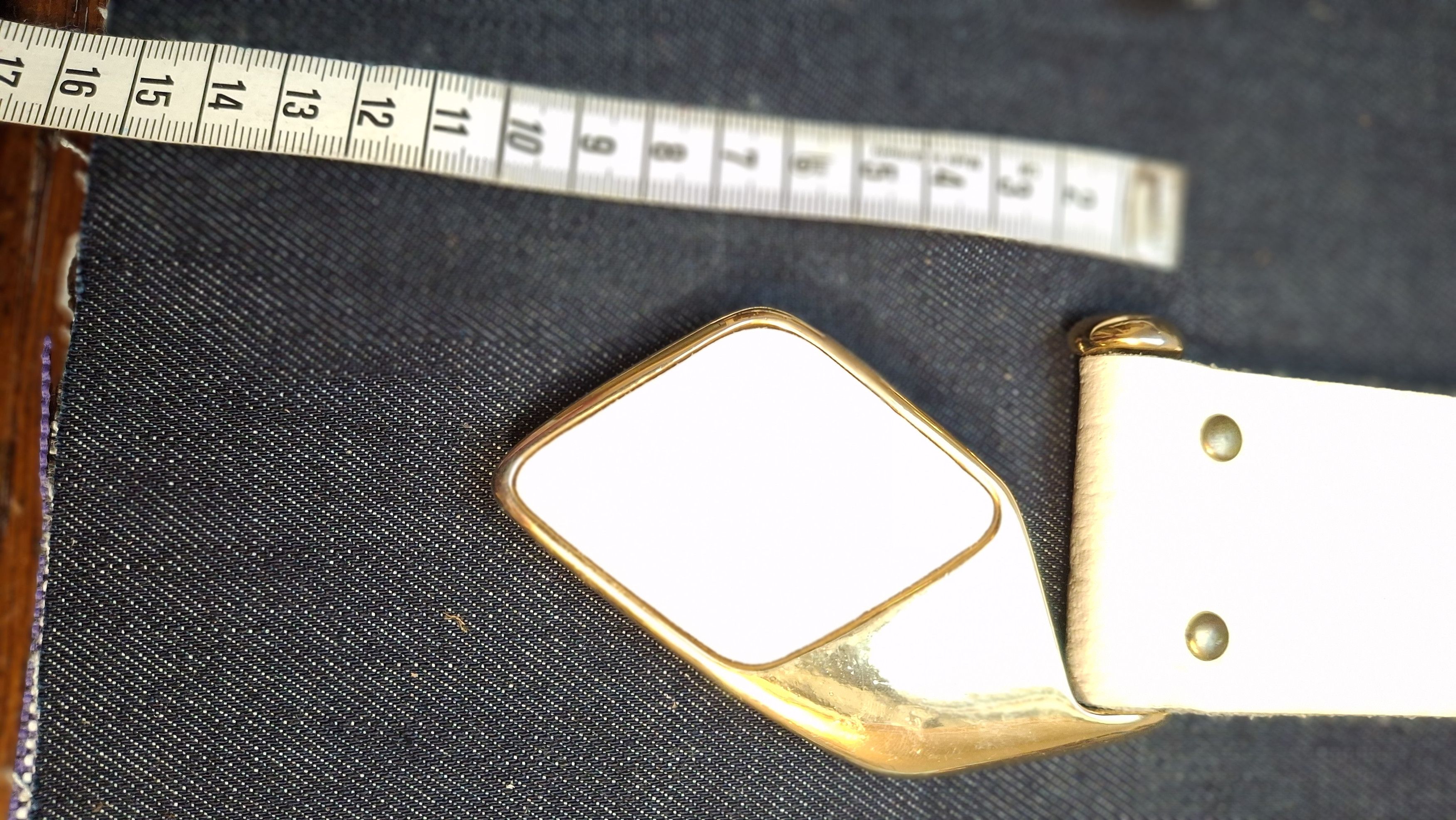 Vintage Vintage White Textured Leather Belt - Gold Avant-Garde Size ONE SIZE - 8 Thumbnail