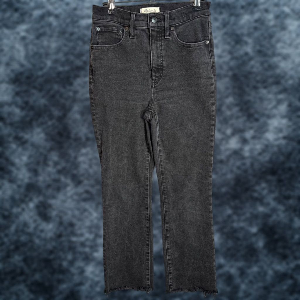 Madewell Madewell Cali Demi-Boot Jeans Women 27 Black Denim Frayed Hem Bootcut 伟 Size 27" / US 4 / IT 40 - 1 Thumbnail