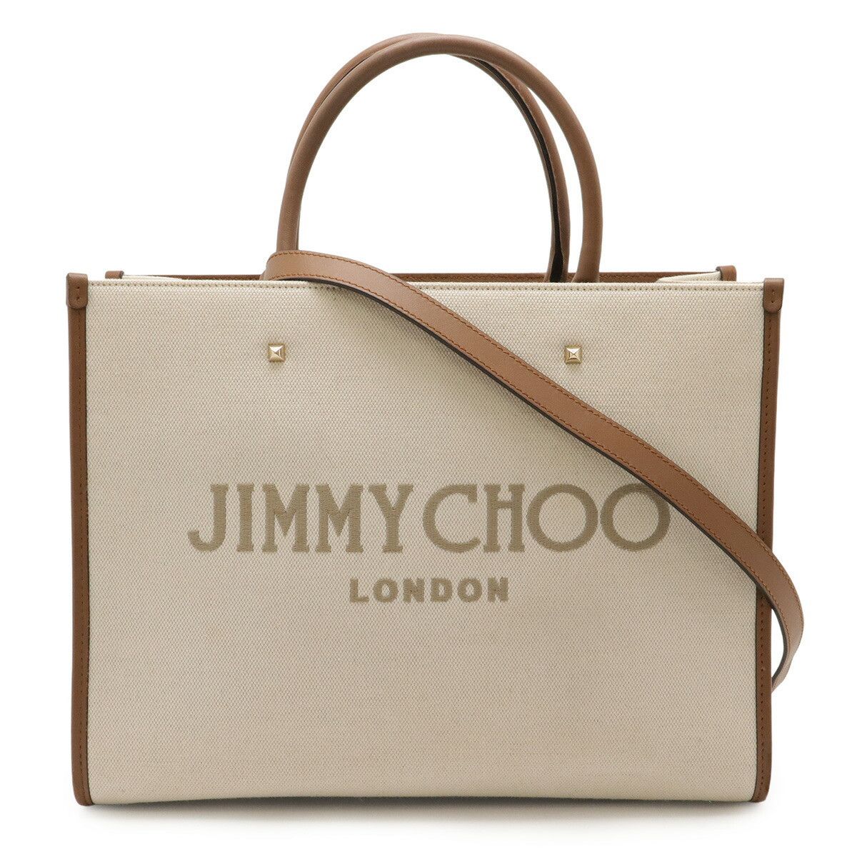 Jimmy Choo Jimmy Choo Jimmy Choo Varenne M Tote Canvas Calf Leather 2way Bag Textile Tote Bag DUTY FREE for USA Size ONE SIZE - 1 Thumbnail
