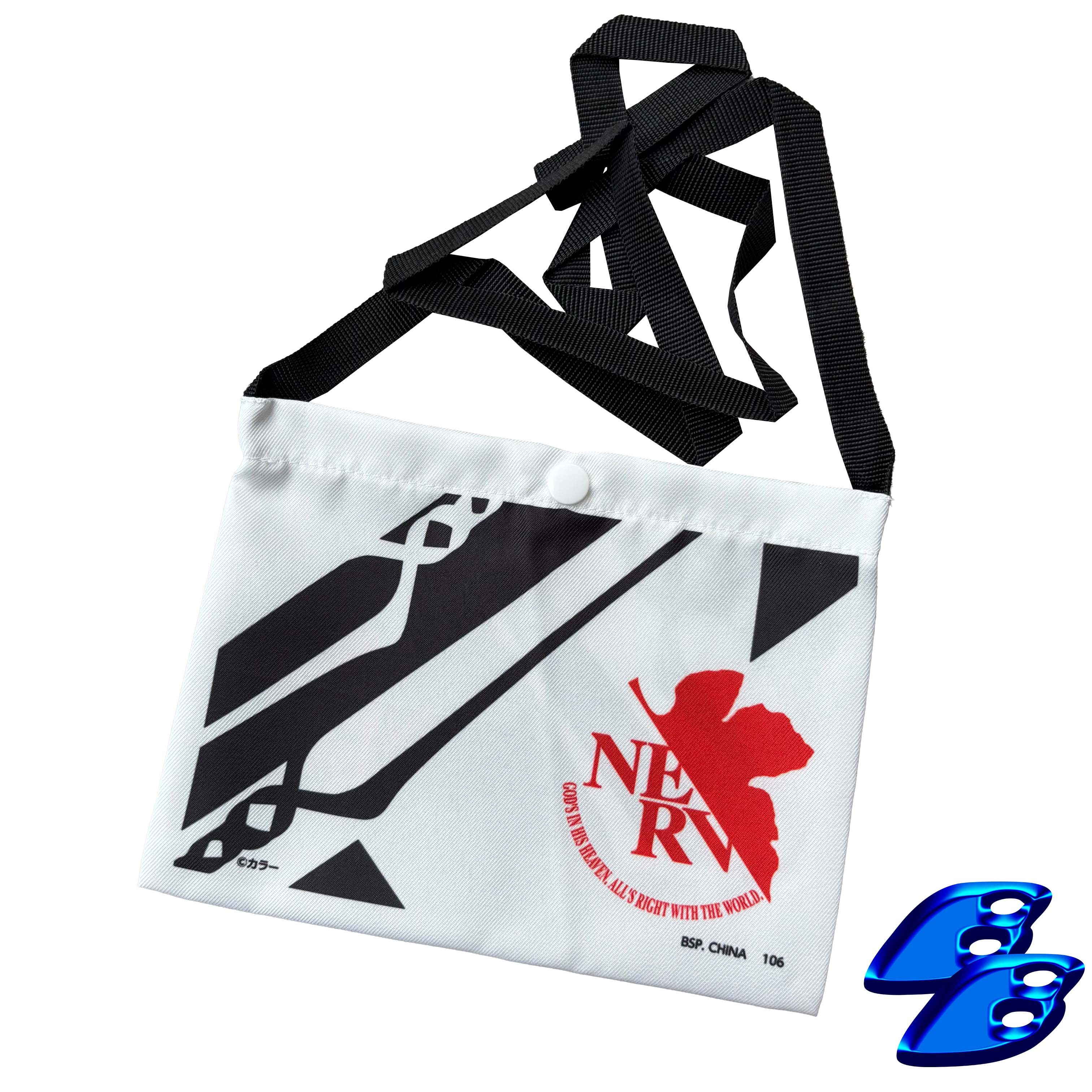 Evangelion Nerv Sacoche Sling Bag Anime in White, Men's