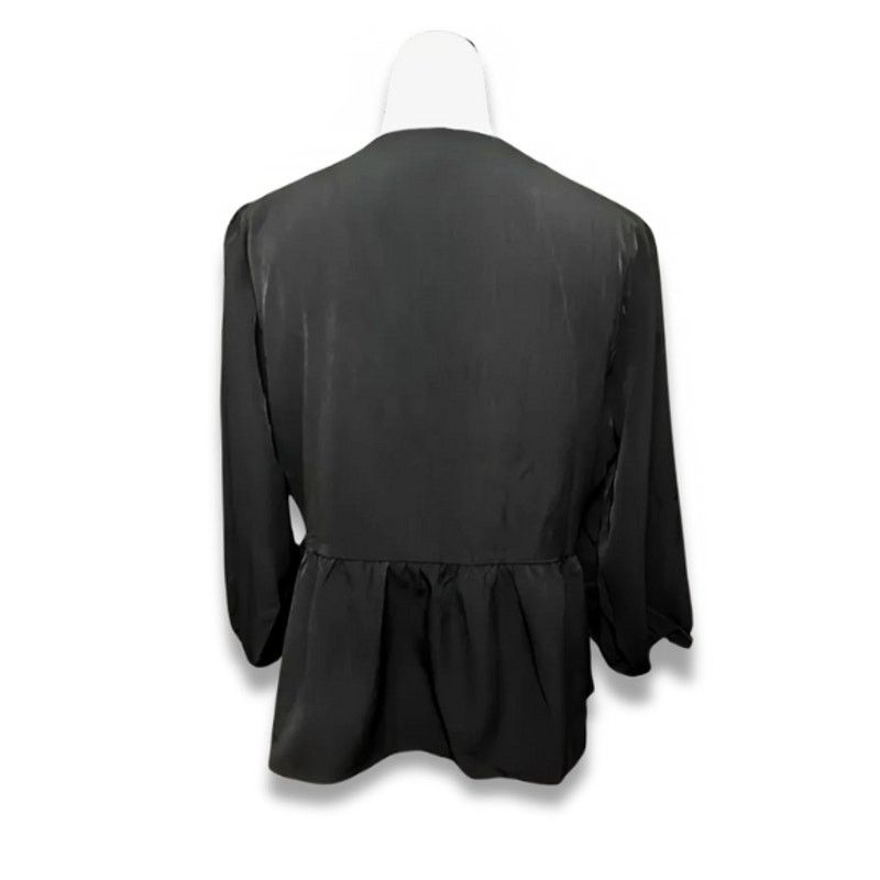 Other Riley & Rae Peplum Blouse Knot Front 1/2Sleeves Black XL NWT Size XL / US 12-14 / IT 48-50 - 5 Thumbnail