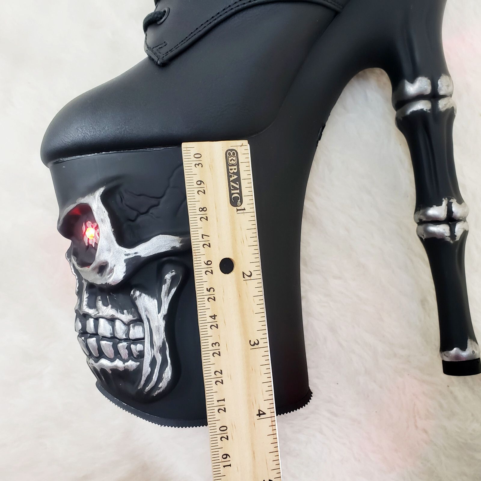Other Rapture Black Skull & Bones 8" High Heel Platform Ankle Boot Size US 10 / IT 40 - 8 Thumbnail