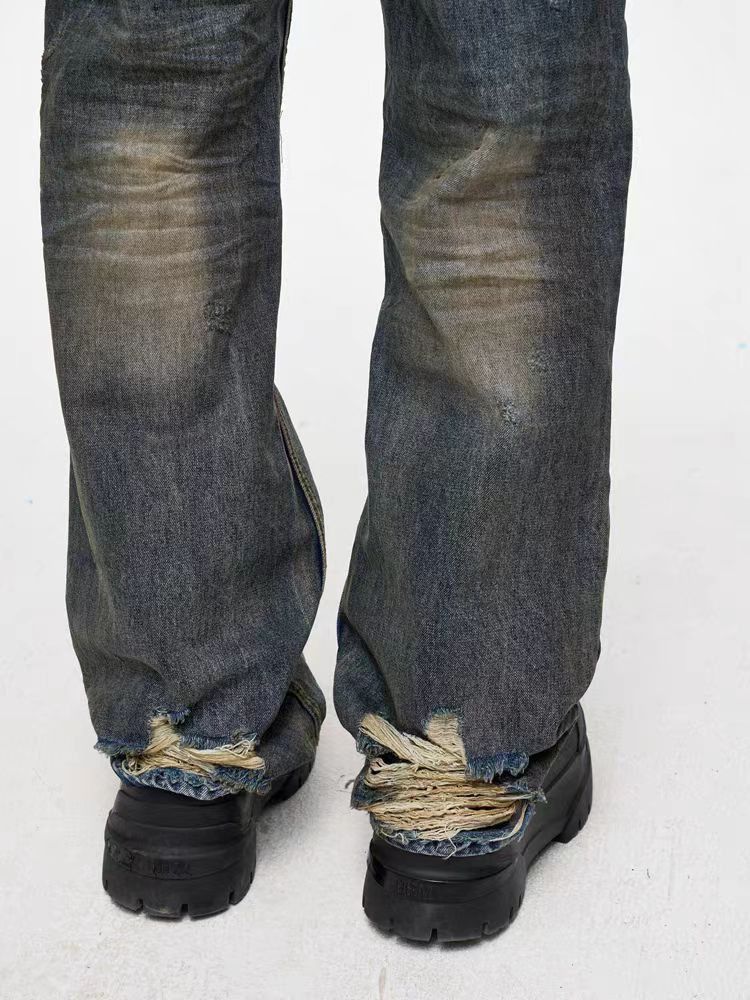 Japanese Brand × Jean Scrap Style Dirty Dye Vintage Wash Jeans Size US 34 / EU 50 - 4 Thumbnail