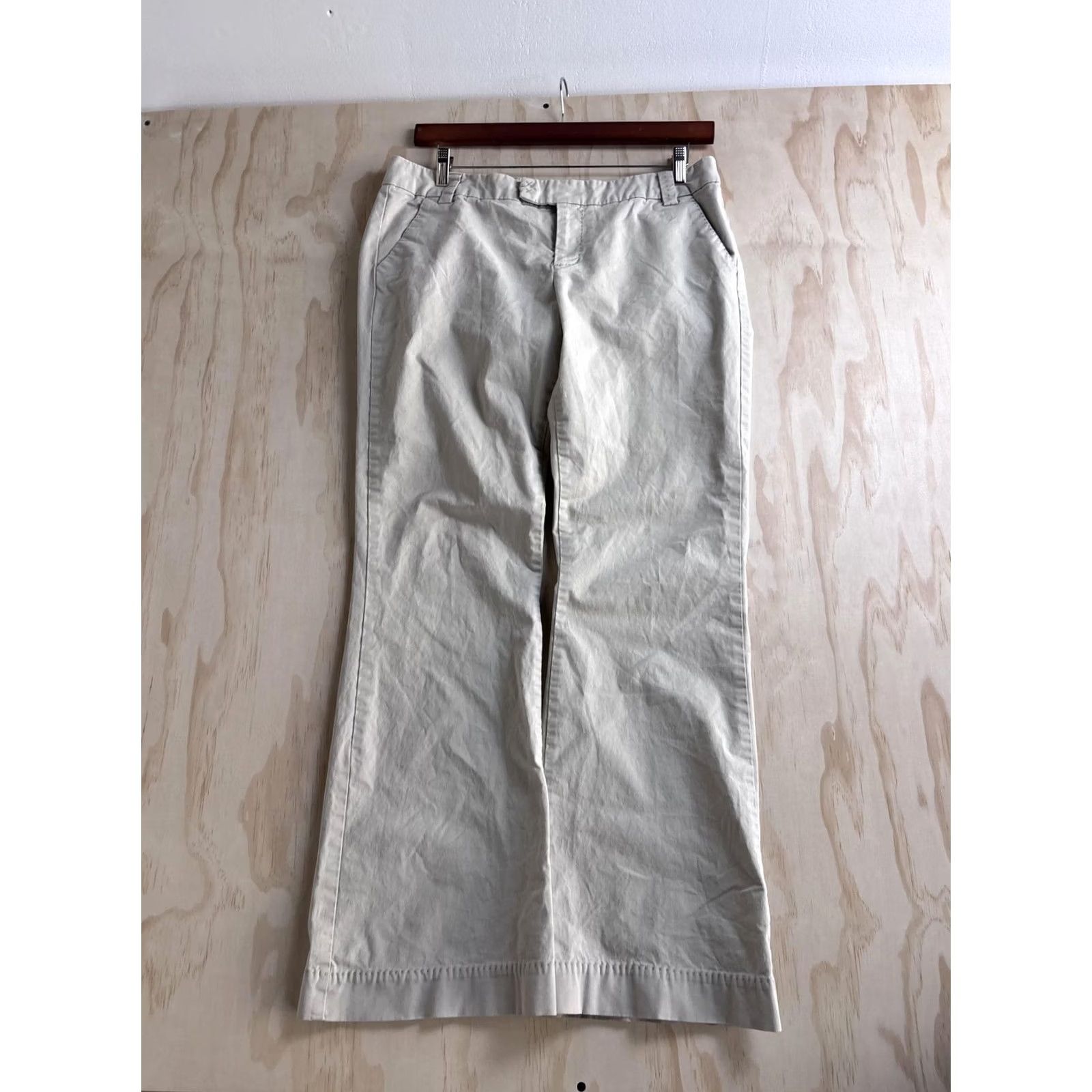 American Eagle Outfitters Vintage American Eagle Outfitters Khakis Pants Womens 14 Long Twill Straight Flare Beige With Embroidered Logo"} Size 36" / US 14 / IT 50 - 2 Thumbnail