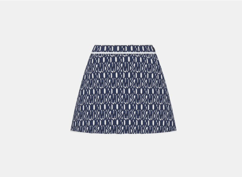 Dior o1w1db11225 454J03 Flared Mini Skirt in Navy Blue/White Size 30" / US 8 / IT 44 - 1 Thumbnail