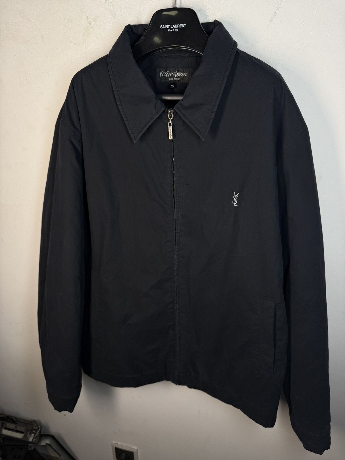 Yves Saint Laurent Black Warm YSL Jacket Bomber Zip Up Collar Vintage Logo y2k Size US XXL / EU 58 / 5 - 13 Thumbnail