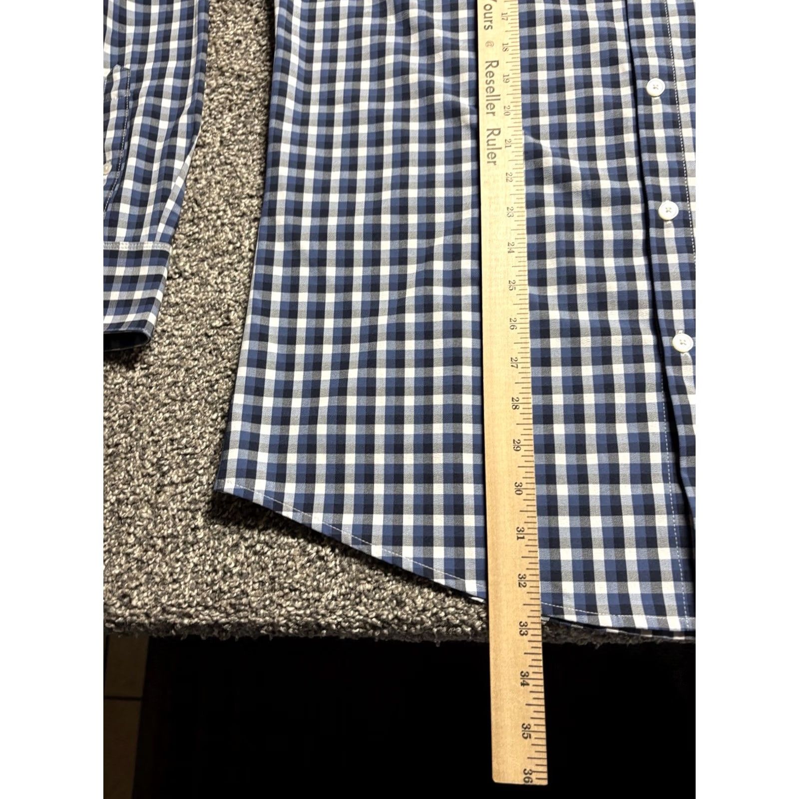 Mizzen+Main Mizzen+Main Leeward Shirt Mens Large Tall Blue Check Plaid Stretch Polyester Spandex Button-Up Collared Size US L / EU 52-54 / 3 - 7 Thumbnail