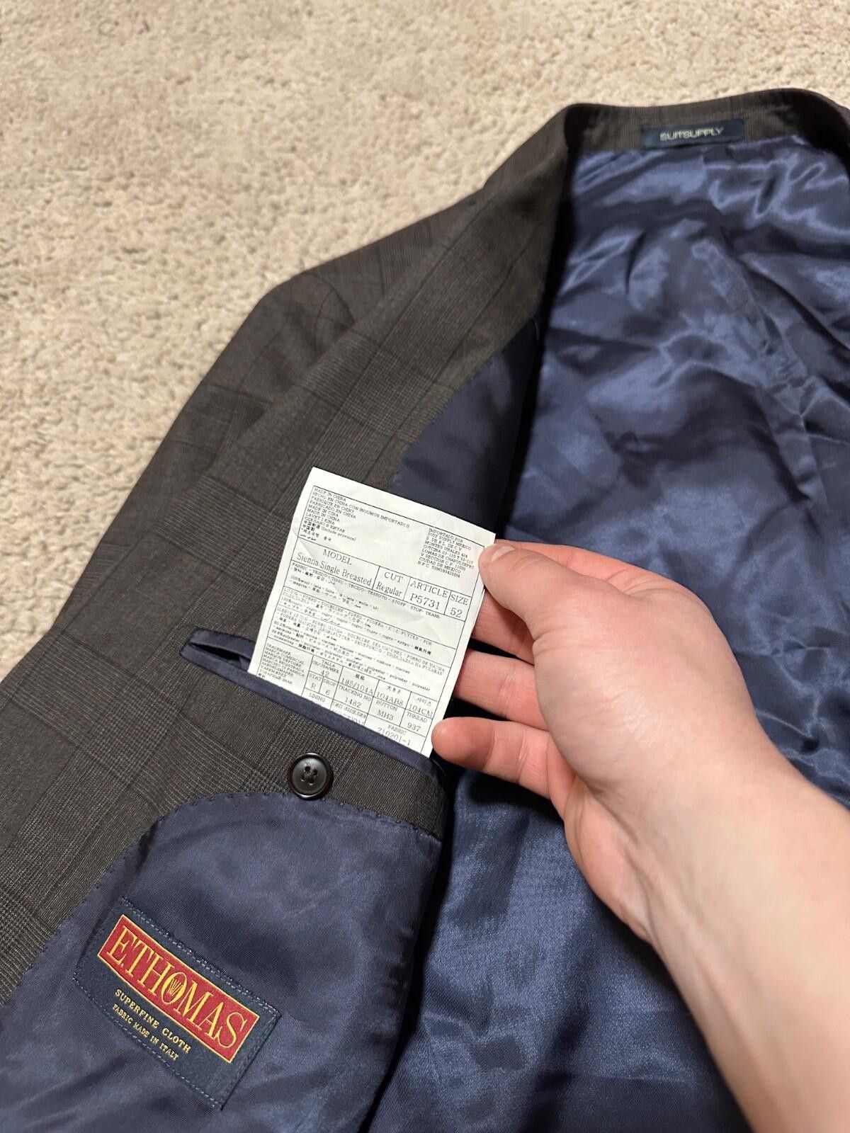 Suitsupply SUITSUPPLY SIENNA Mens Classic Brown Pure Lana Wool Suit Size 52R - 7 Thumbnail
