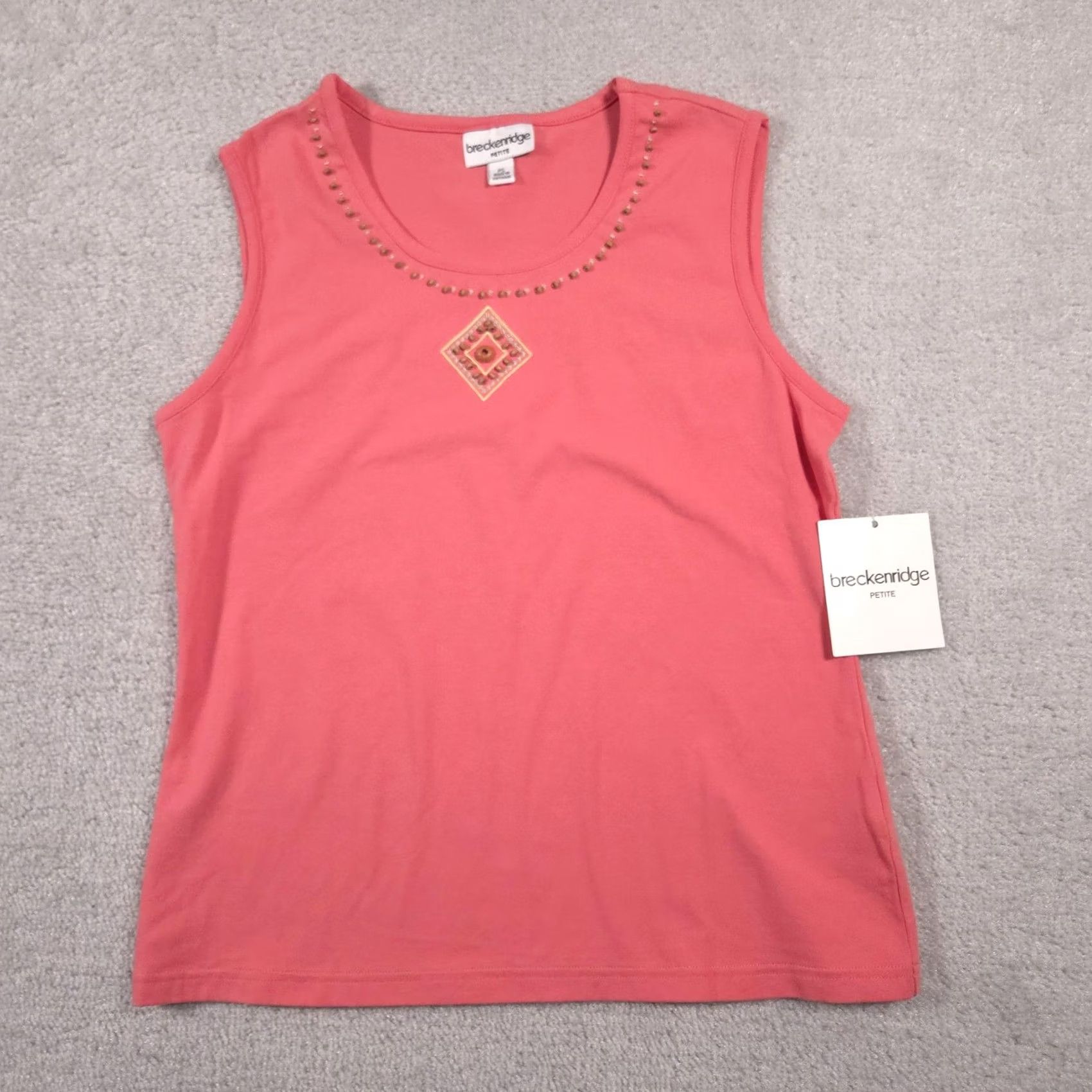 Vintage VINTAGE Breckenridge Shirt Womens Petite Small Pink Summercora Sleeveless Embellished Tank Size S / US 4 / IT 40 - 2 Thumbnail