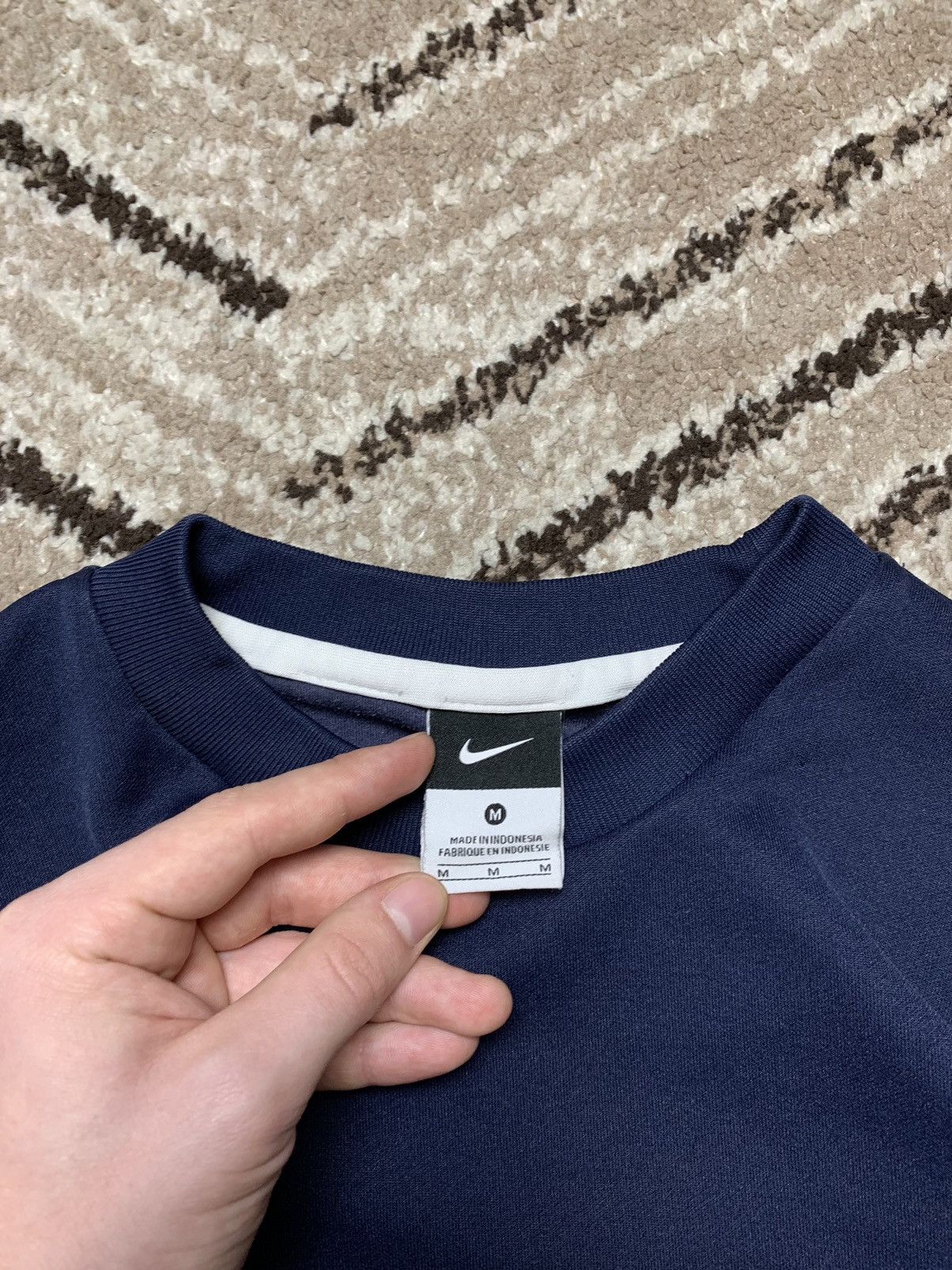Nike × Vintage Vintage Nike Y2K Mini Swoosh Blue Boxy Sweatshirt Hype 00s Size US M / EU 48-50 / 2 - 5 Thumbnail