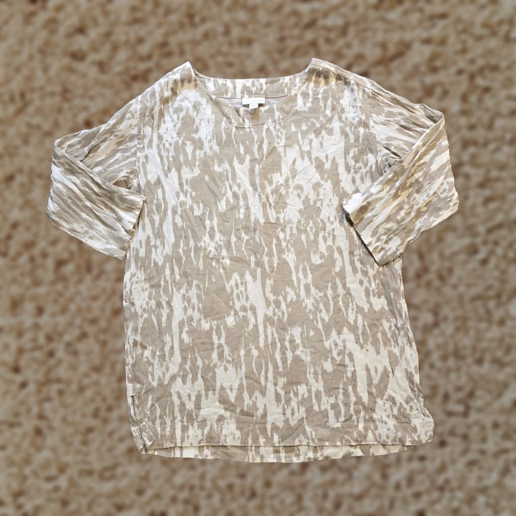 J. Jill J. Jill Top Blouse XS Womens Beige White Tunic Long Sleeve Casual Beachy Size XS / US 0-2 / IT 36-38 - 1 Thumbnail