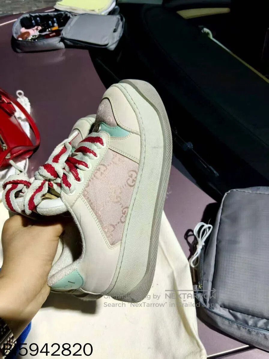 Gucci gucci screener leather canvas thick sole shoes. Size US 5.5 / EU 38 - 3 Thumbnail