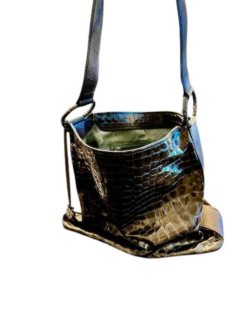 Designer Stylish Faux Crocodile Handbag with Interior Zip Pocket Size ONE SIZE - 1 Thumbnail