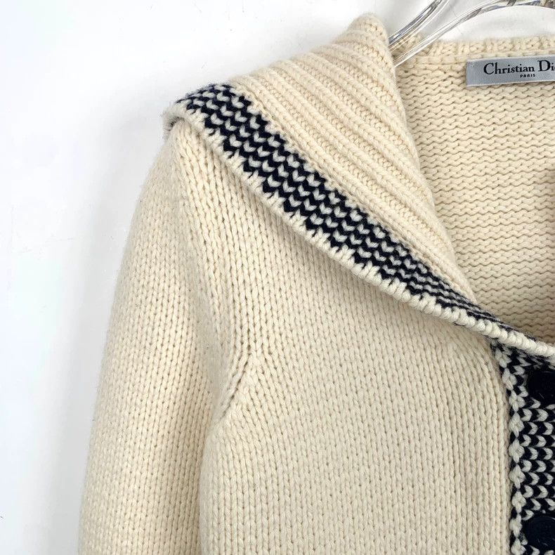 Dior Dior Beige logo letter inlaid sailor collar wool knitted c Size XXS / US 00 / IT 34 - 3 Thumbnail