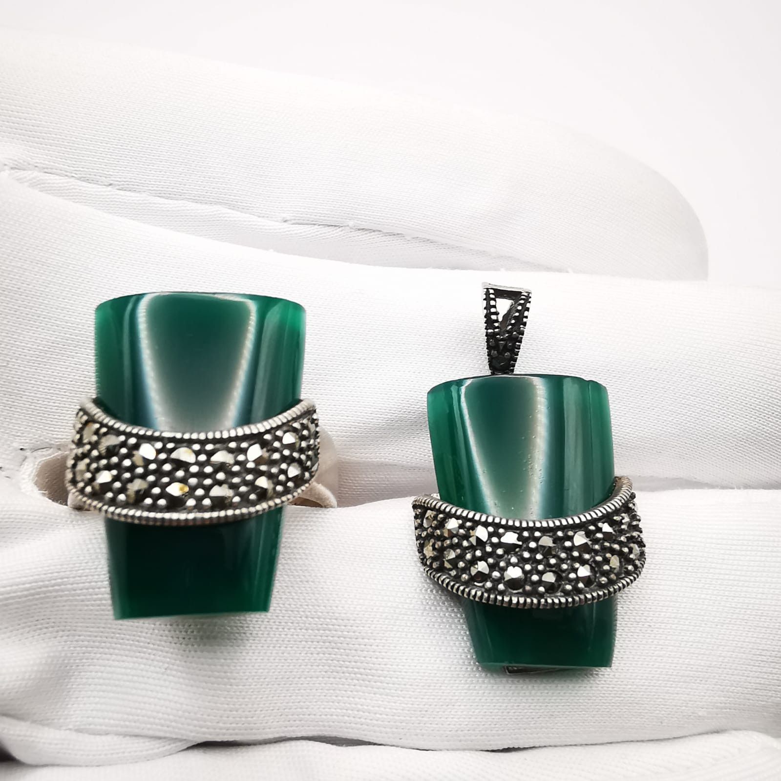 Sterling Silver Vintage 925 Sterling SilverJewelry Set Cubic Zirconia 17,7 g Size ONE SIZE - 2 Thumbnail