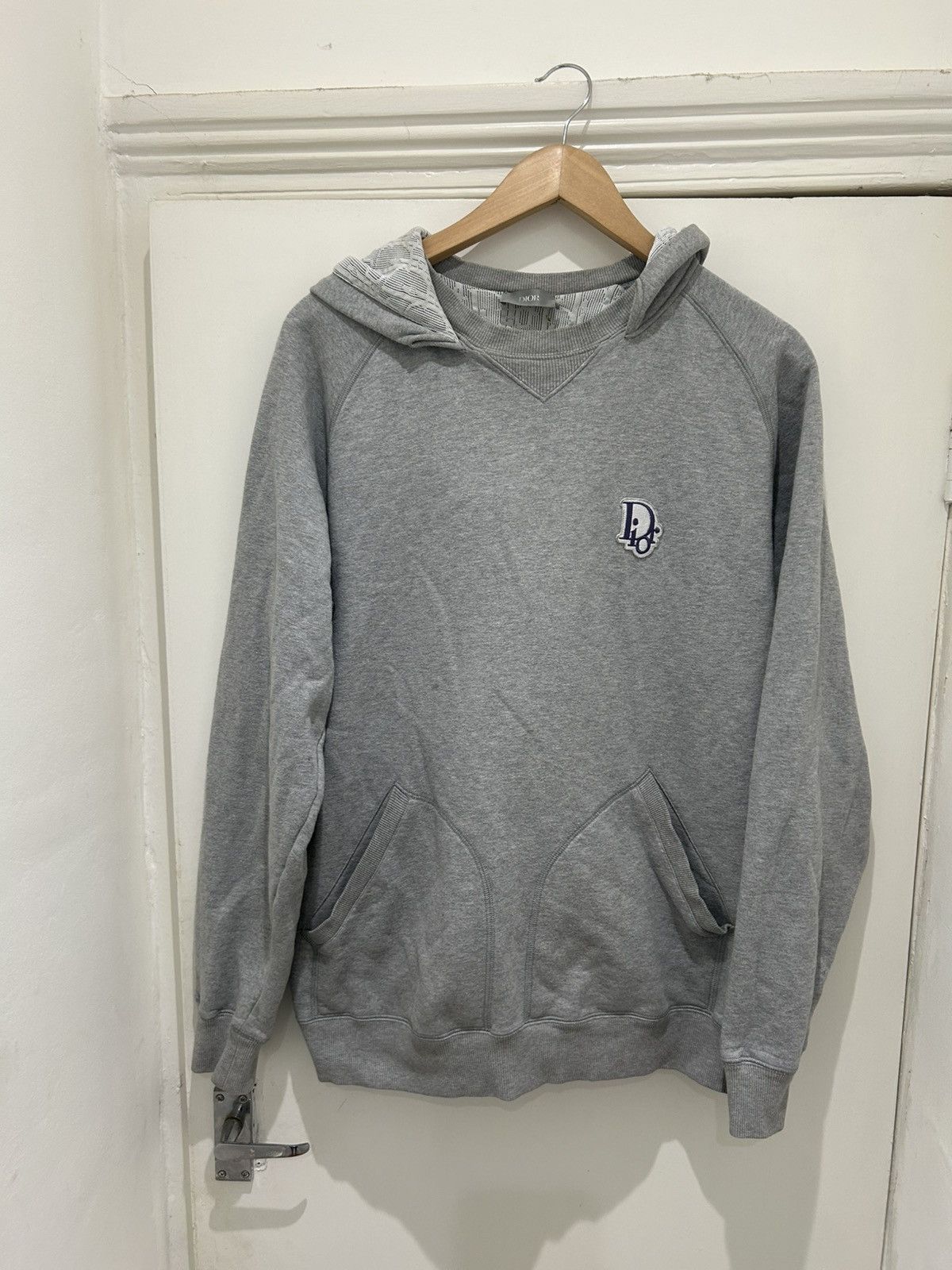 Dior Grey Hoodie with Purple logo