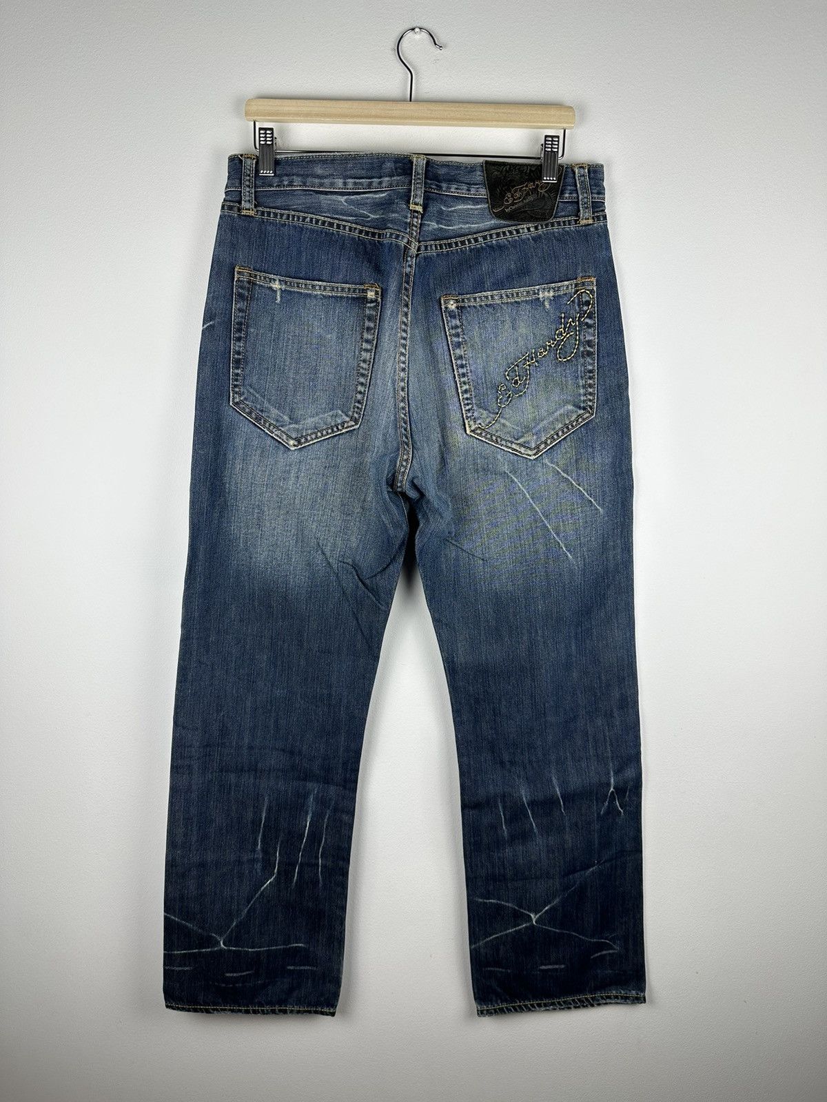 Crazy Vintage Y2K Ed Hardy spellout straight jeans