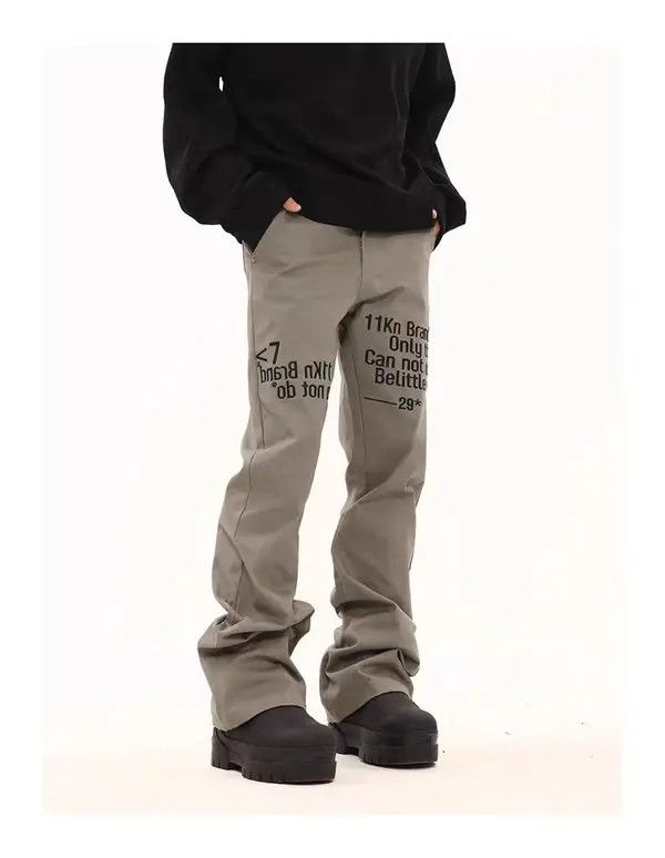 Japanese Brand Vintage street slogan embroidered micro flare casual pants Size US 32 / EU 48 - 2 Thumbnail
