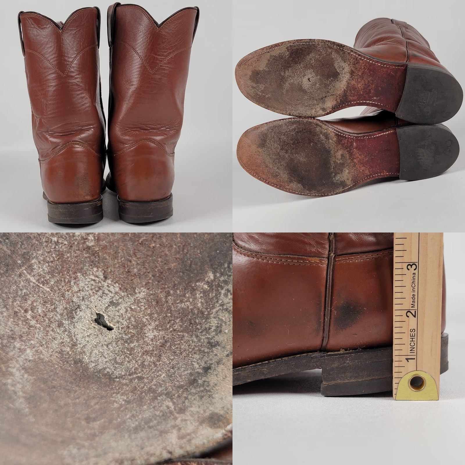 Justin Boots Justin Boots Western Boots Men 9.5 EE Brown Round Toe Pull On Mid-Calf Leather Lining Leather Insole Cowboy Western Style Vintage No Size US 10 / EU 43 - 8 Thumbnail