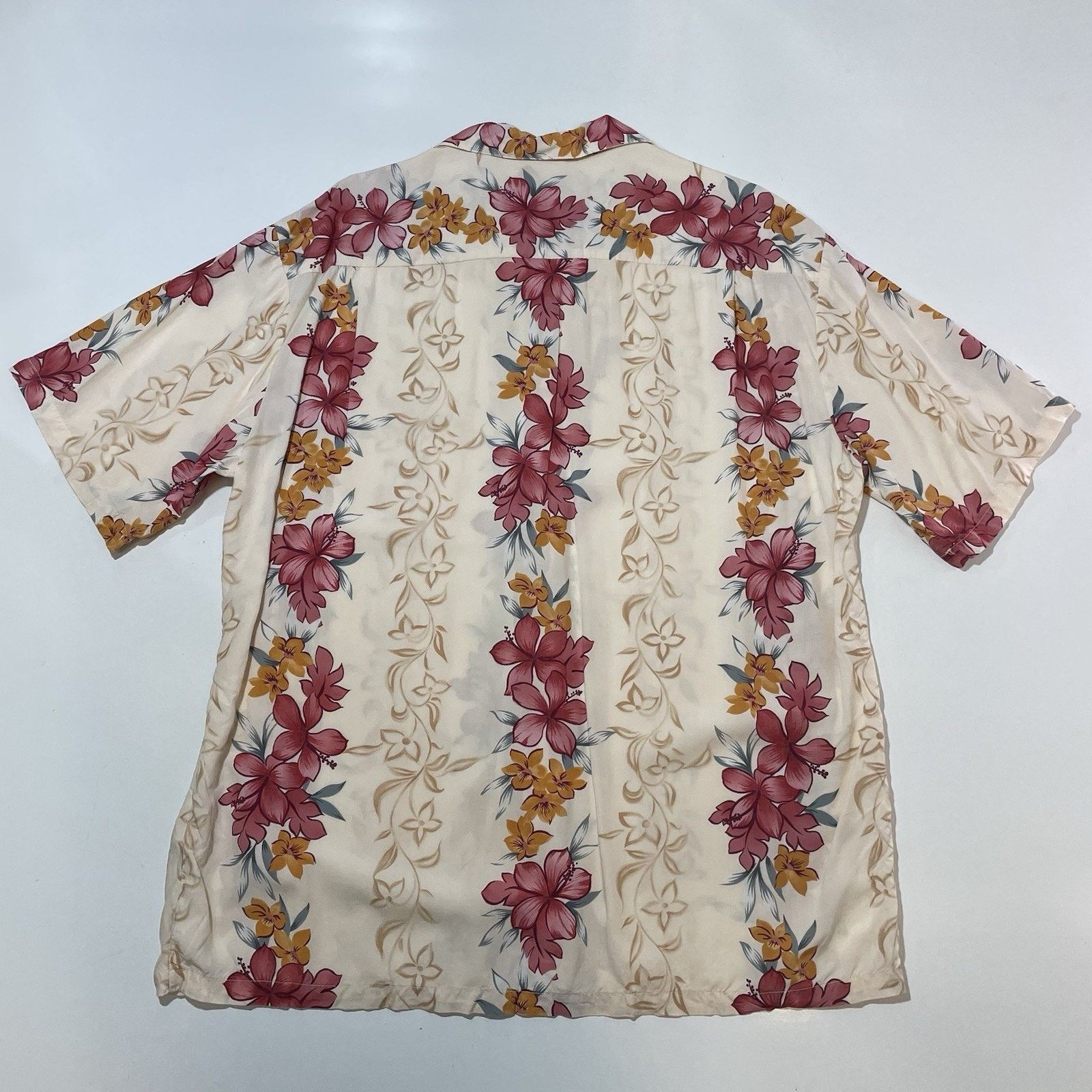 IOLANI VTG Iolani Men’s Floral Hibiscus Beige Hawaiian Shirt Large Size US L / EU 52-54 / 3 - 7 Thumbnail