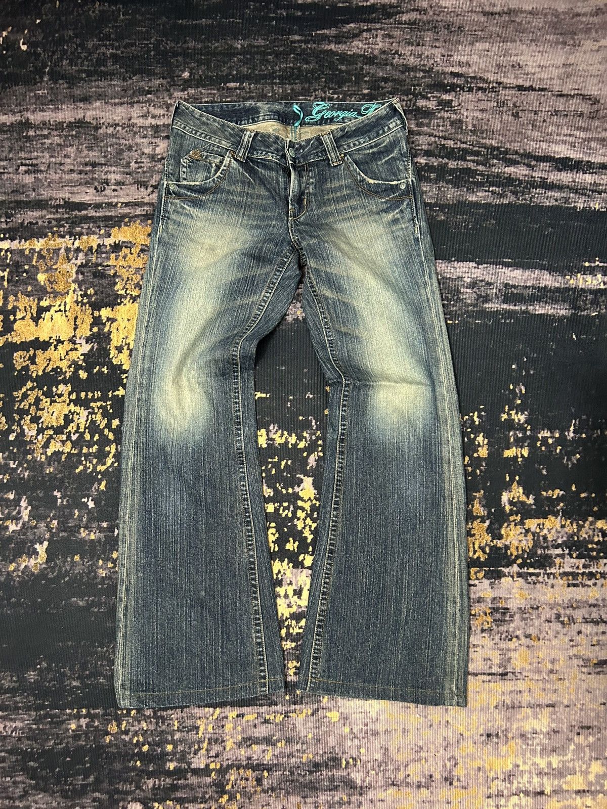 Japanese Brand Vintage Georgia Washed Flare Jeans Size US 30 / EU 46 - 2 Thumbnail
