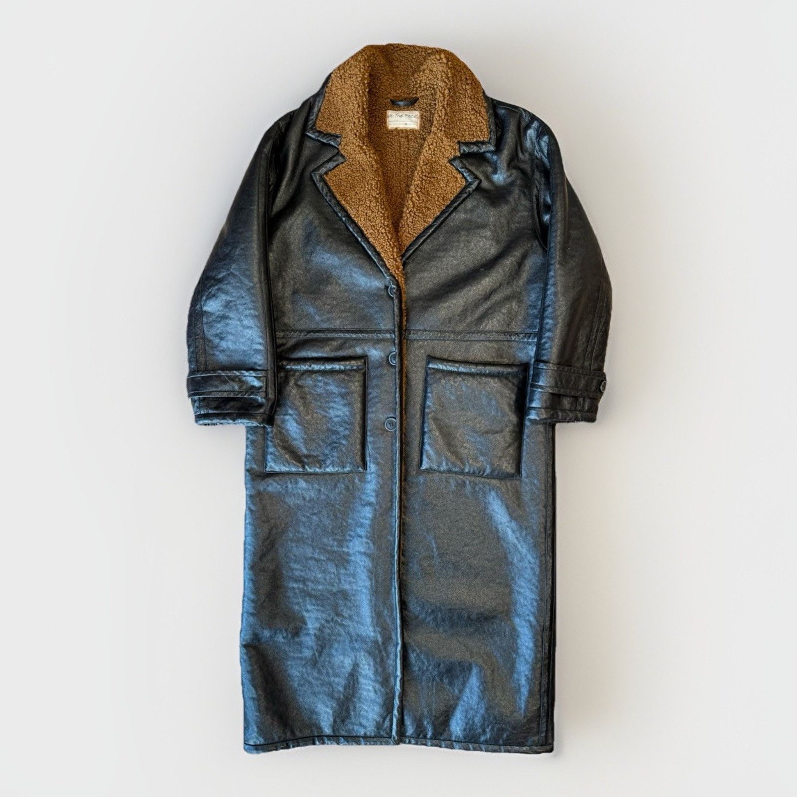 Free People Free People London Vegan Coat Women's Medium Black Long Size M / US 6-8 / IT 42-44 - 1 Thumbnail