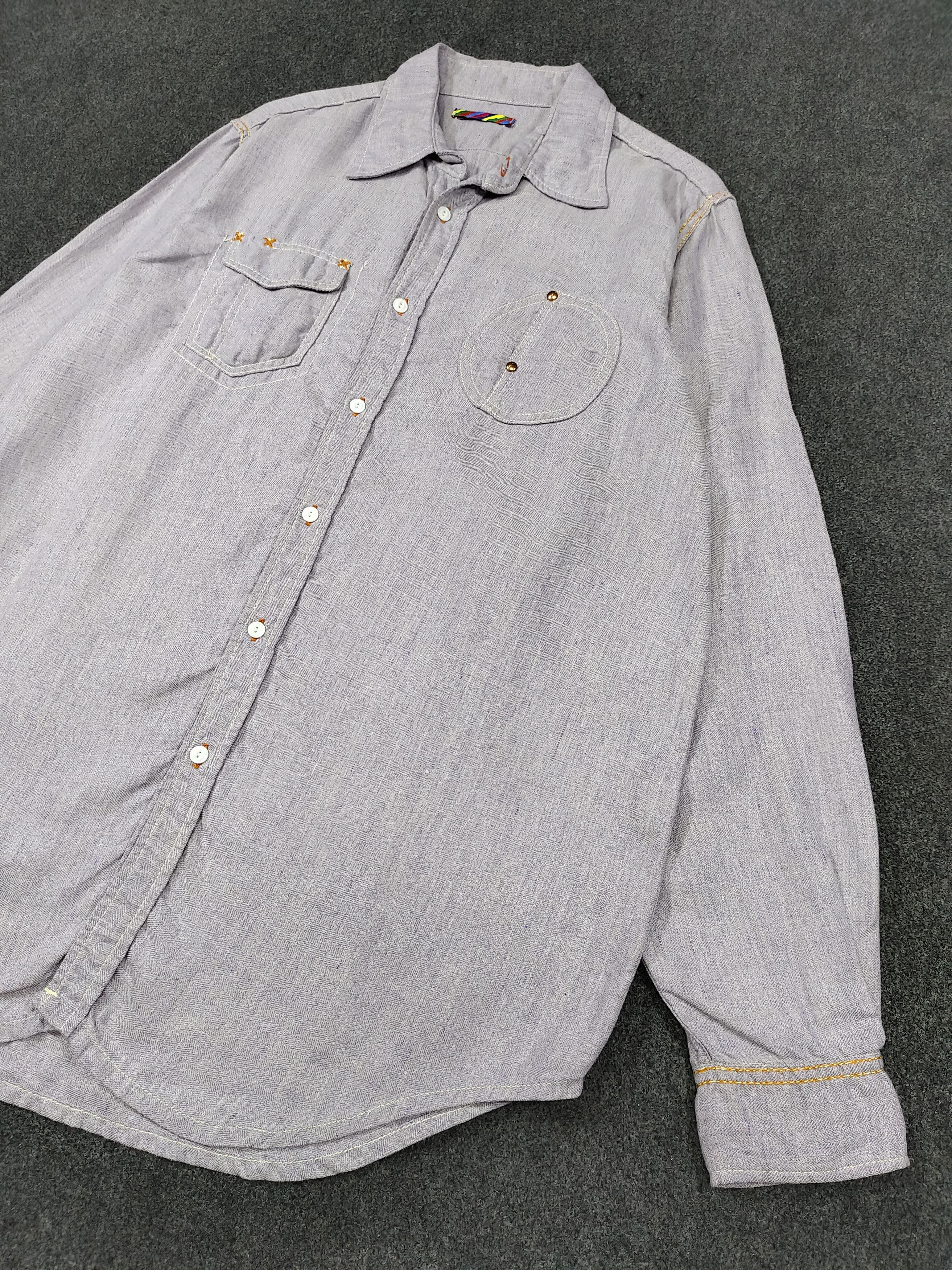 Japanese Brand Is-Ness🇯🇵 Herringbone Minimalist Rayon Blend Workshirt Size US L / EU 52-54 / 3 - 3 Thumbnail