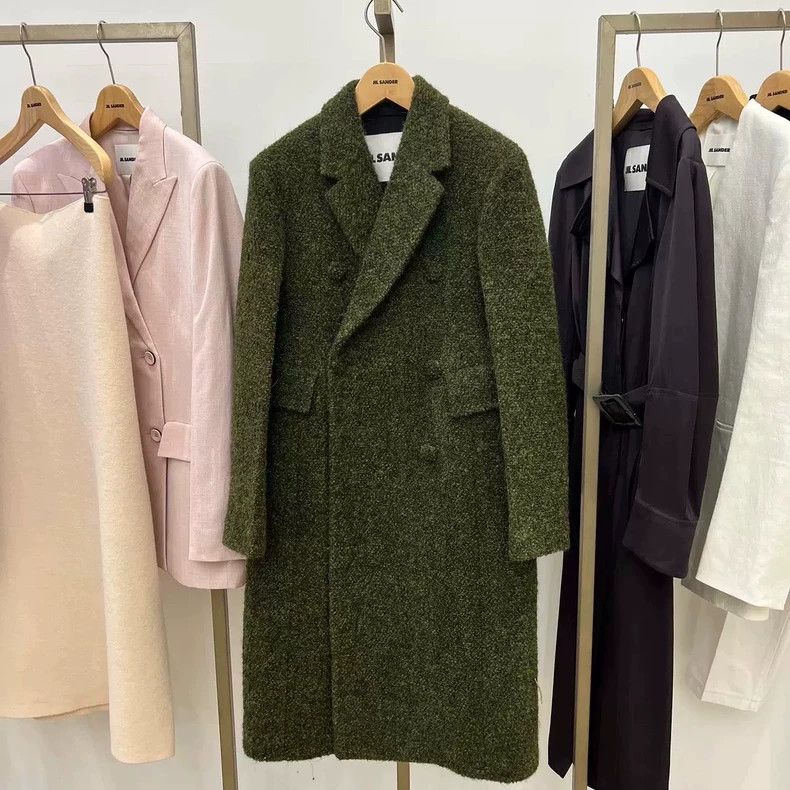 Jil Sander Jil Sander Moss green double-breasted long coat Size 4XL / US 24-26 - 1 Thumbnail