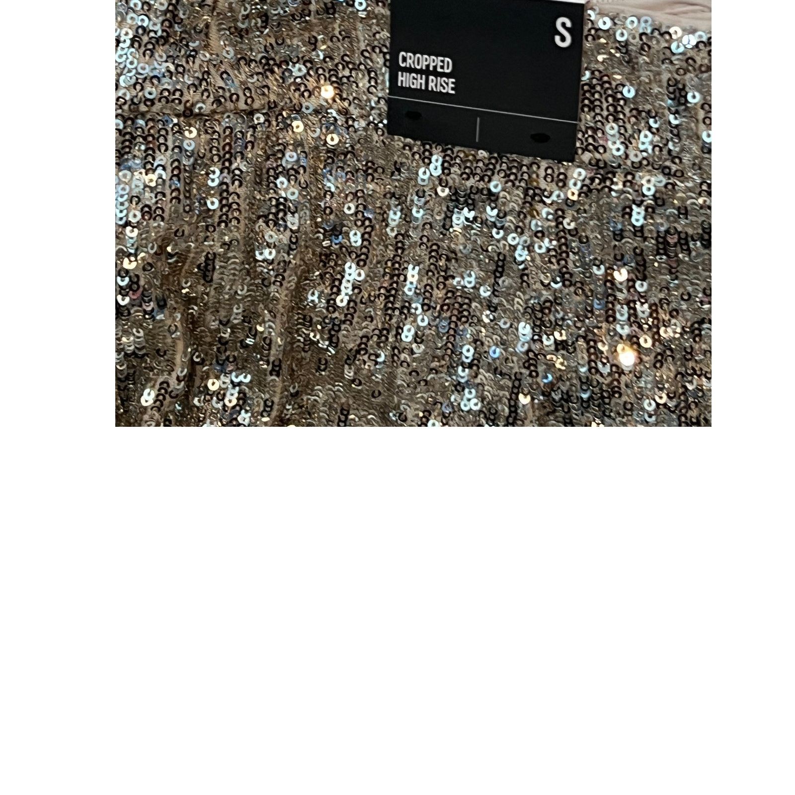 Express Express Silver Sequin High Rise Croppd Wide Leg Pants Wmns S Size 27" / US 4 / IT 40 - 7 Thumbnail