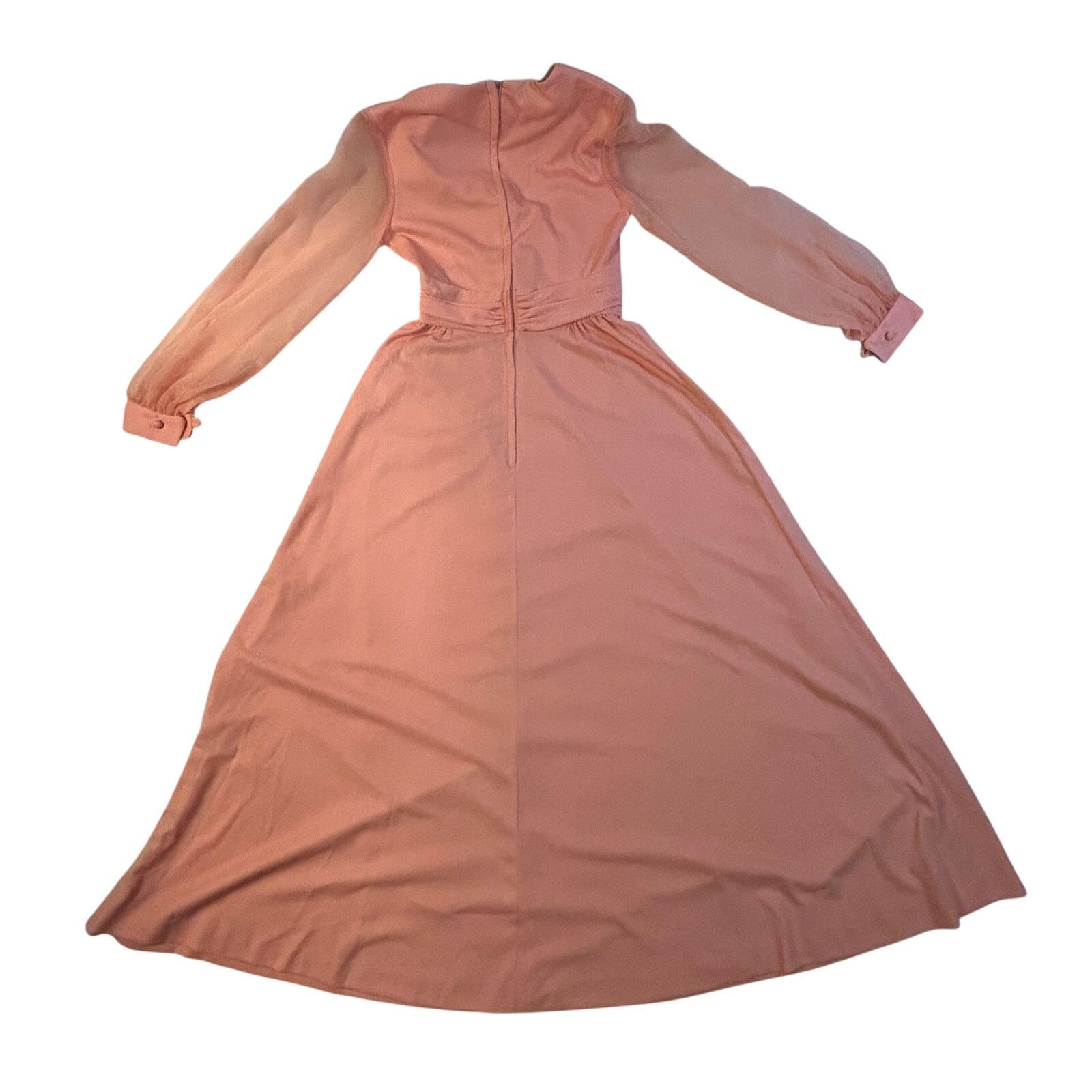 Other Peachy Vintage Elegance - Timeless Sheer Sleeve Gown Size 0 Size XS / US 0-2 / IT 36-38 - 2 Thumbnail