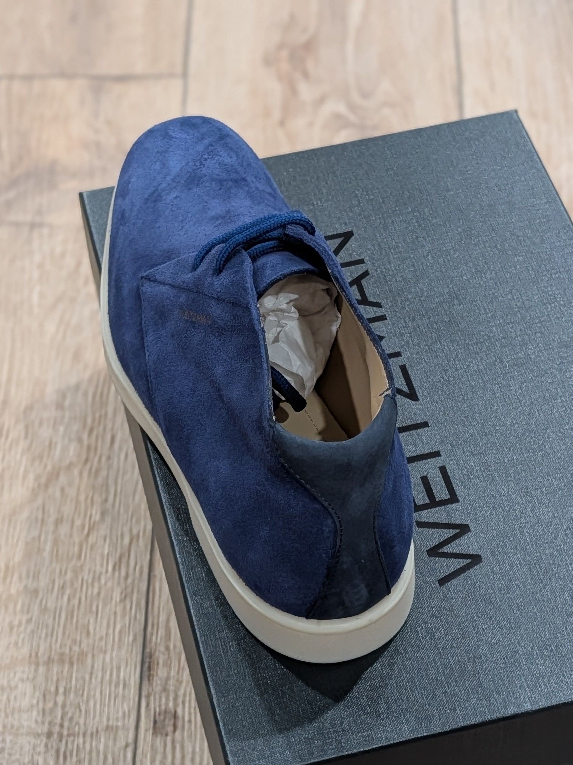 Stuart Weitzman Stuart Weitzman "Austin" Suede Oxford Boots Navy 44 US 11 Size US 11 / EU 44 - 4 Thumbnail