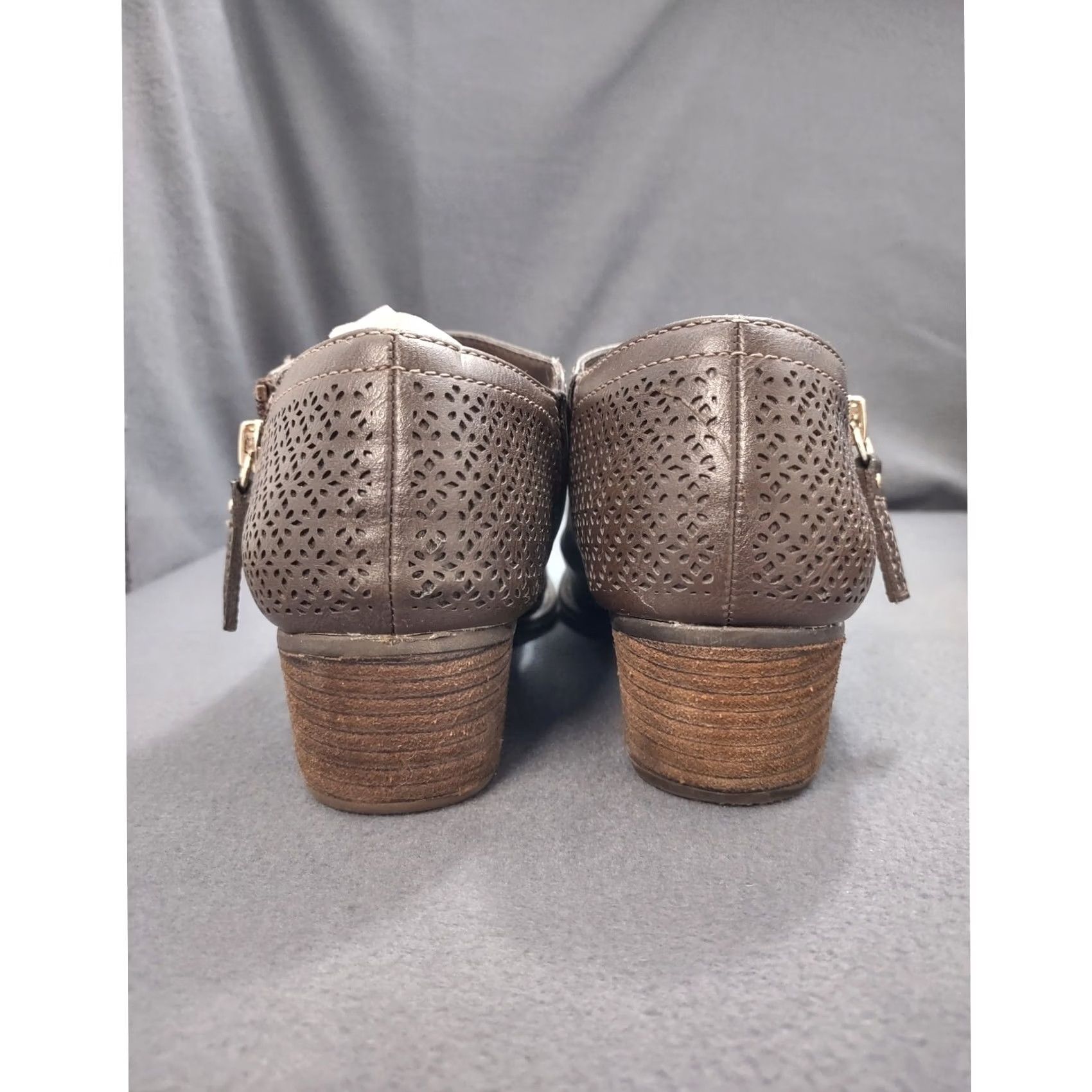 Vintage Dr Scholl's Womens Bootie Brown Ankle Boots 9M Leather Low Heel Zip Comfort Casual Womens Size US 9 / IT 39 - 5 Thumbnail