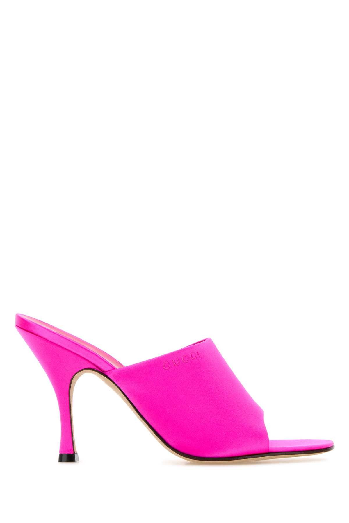 Fuchsia Satin Mules