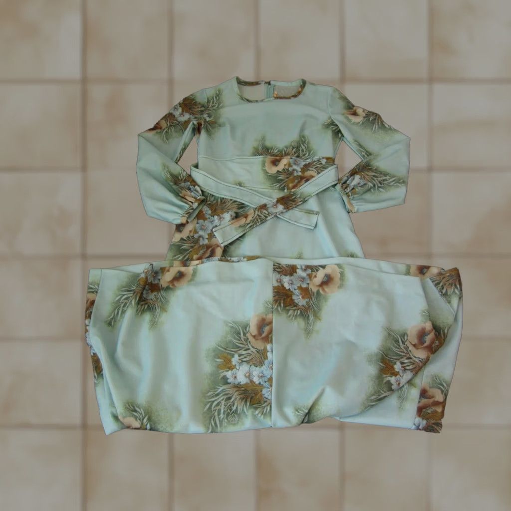 Vintage VINTAGE Momentum Dress Womens One Size Blue Floral Long 60s 70s A-Line Casual Ladies Size ONE SIZE - 1 Thumbnail