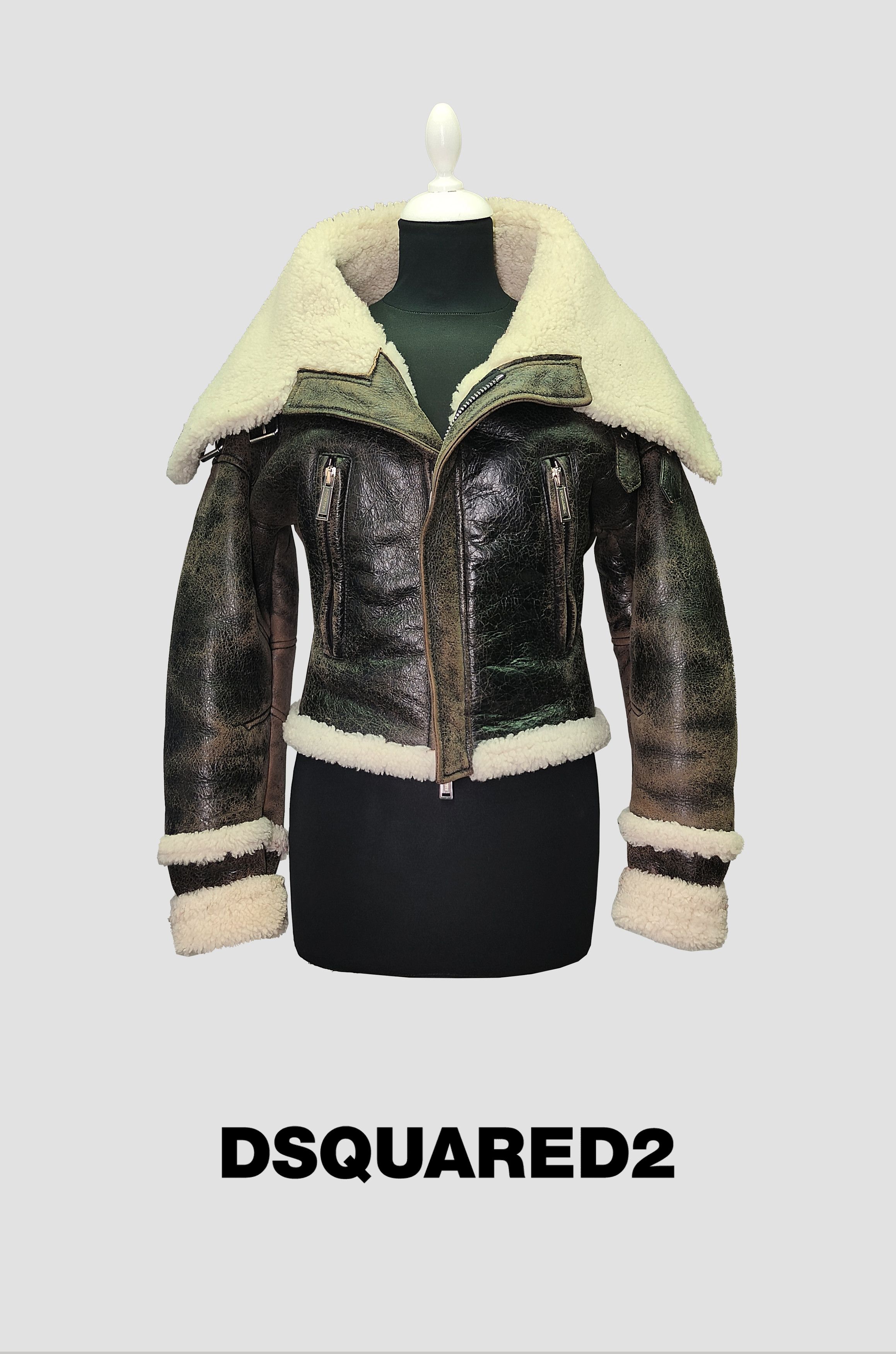 Dsquared2 _ Lamb Leather Shearling _ Fur _ Aviator Jacket