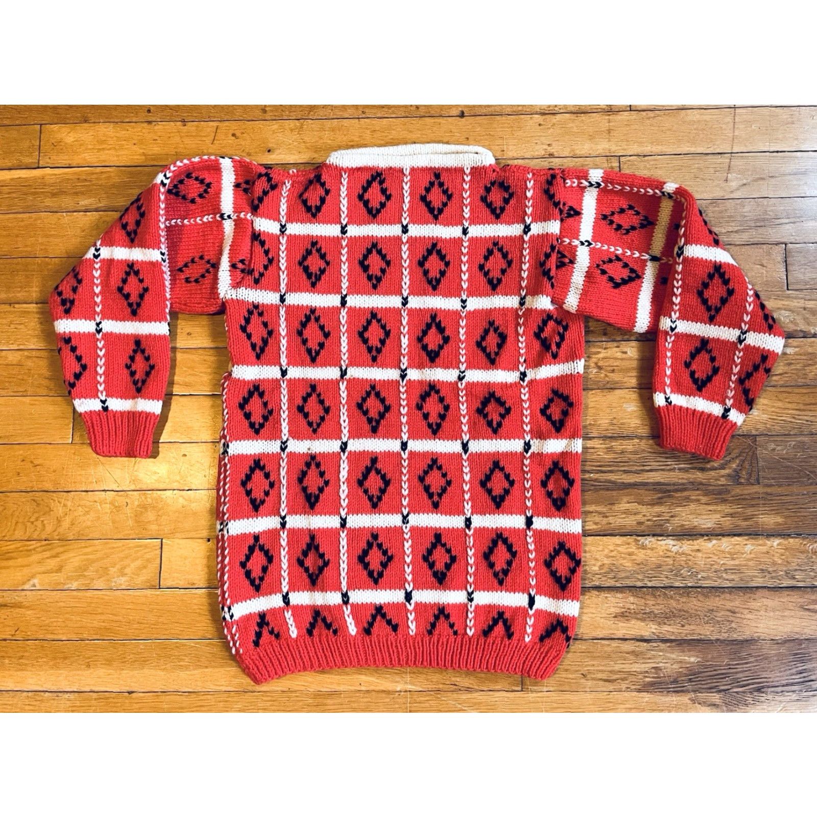Pinko VINTAGE Bespoke Hand Knit Diamond Sweater Women’s S Pink 80s Size S / US 4 / IT 40 - 2 Thumbnail