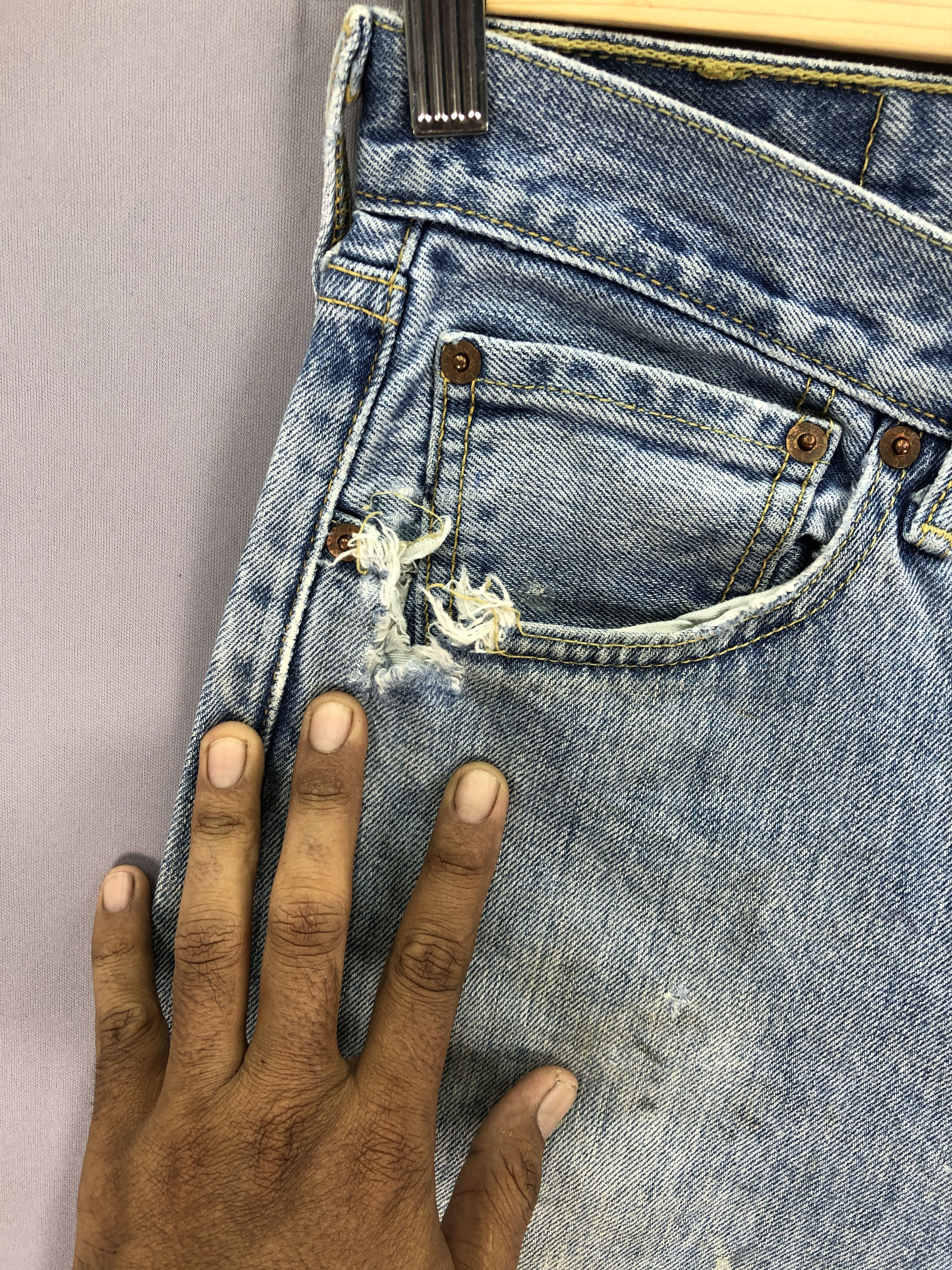 Jean Vintage Dirty Levis 501 Faded Jeans Levi's Light Wash Denim Size US 34 / EU 50 - 15 Thumbnail