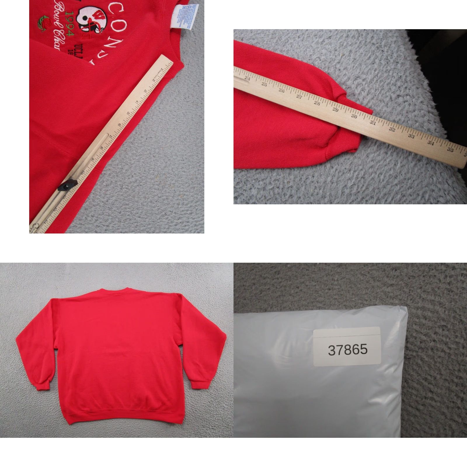 Hanes VINTAGE Wisconsin Badgers Sweatshirt XL Embroidered Hanes Crew Neck Red Graphic Print Mens Size US XL / EU 56 / 4 - 8 Thumbnail