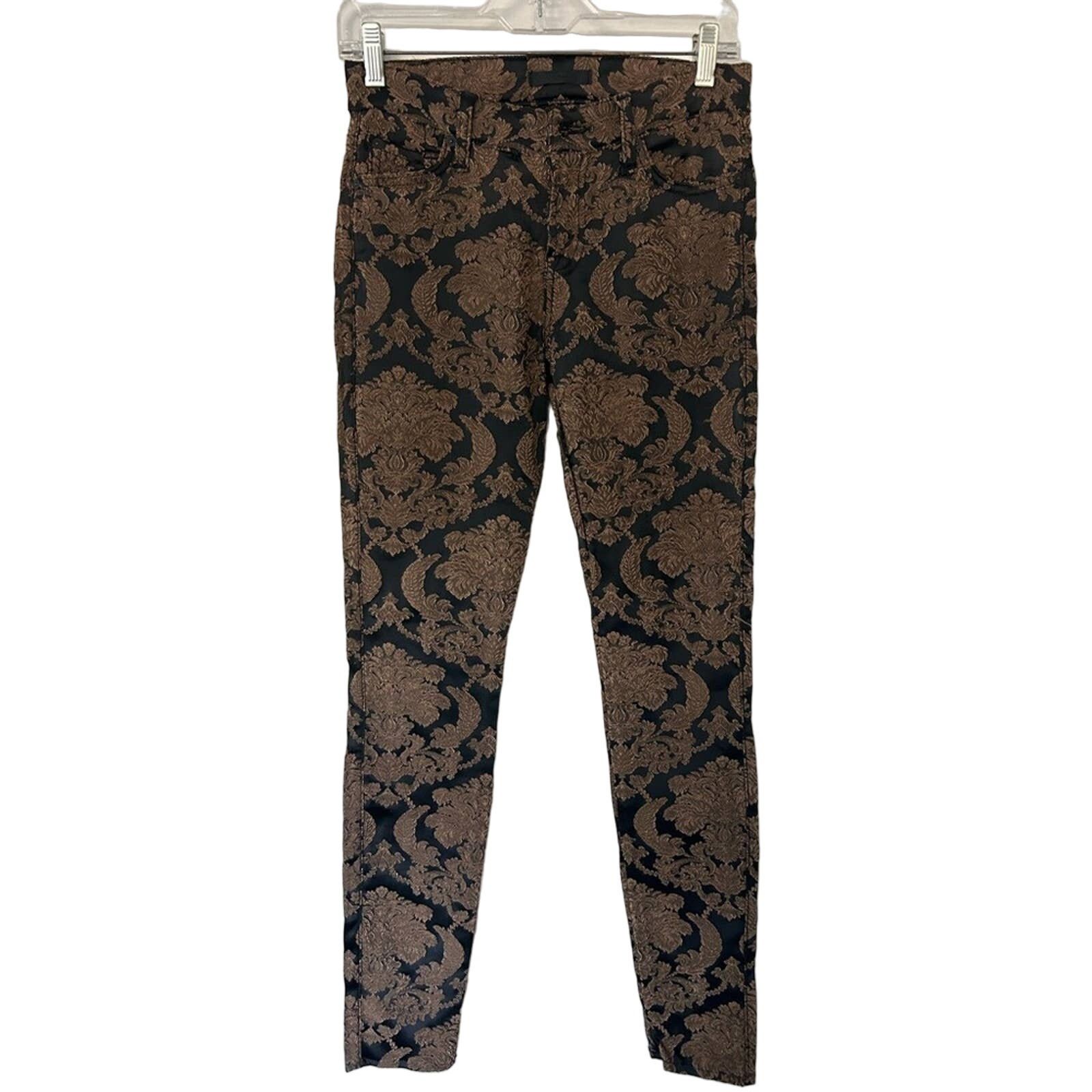 7 For All Mankind 7 for all mankind skinny jeans, tan and black brocade 26 Size 26" / US 2 / IT 38 - 1 Thumbnail