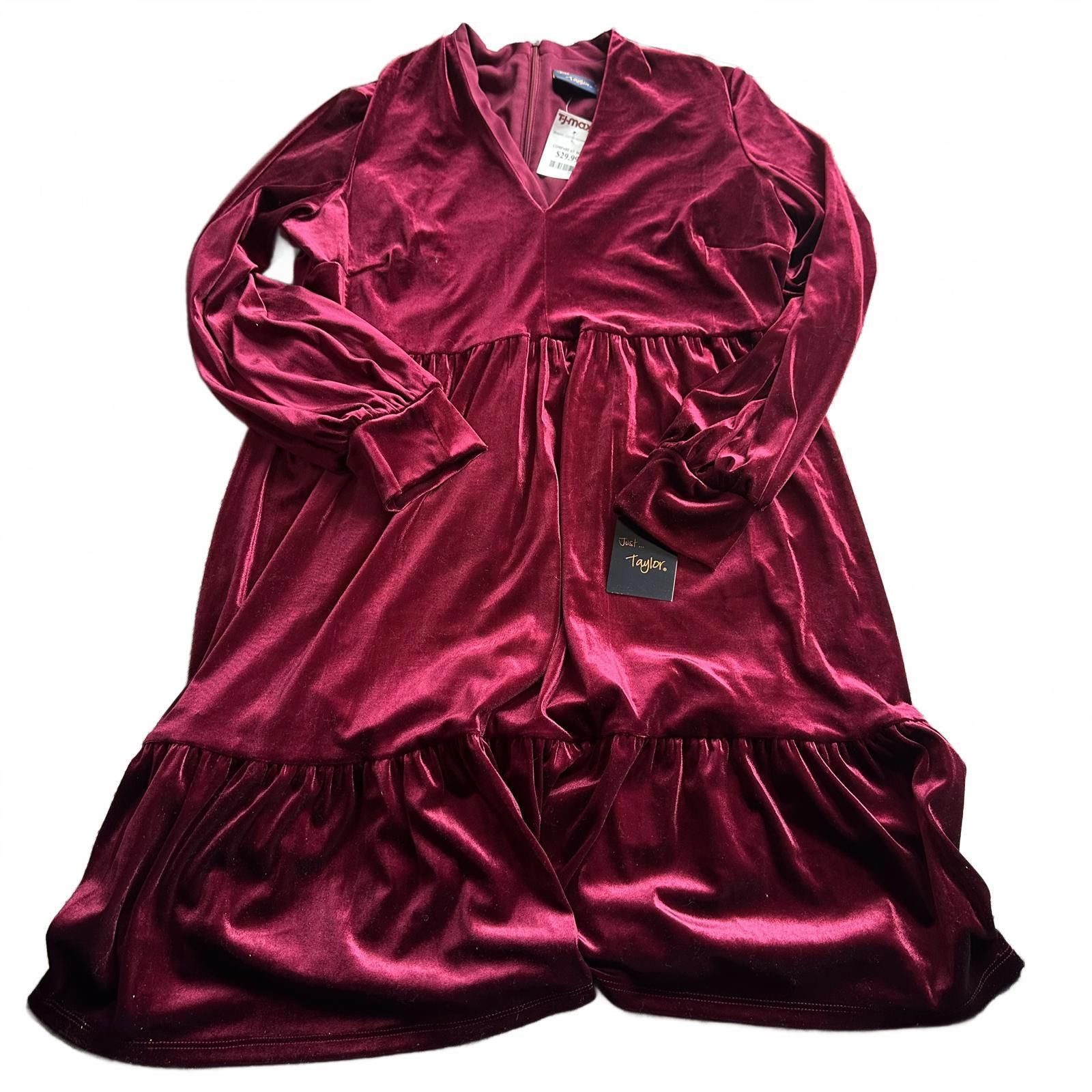 Designer Elegant Velvet Dress - Burgundy - Brand New Size XL / US 12-14 / IT 48-50 - 1 Preview