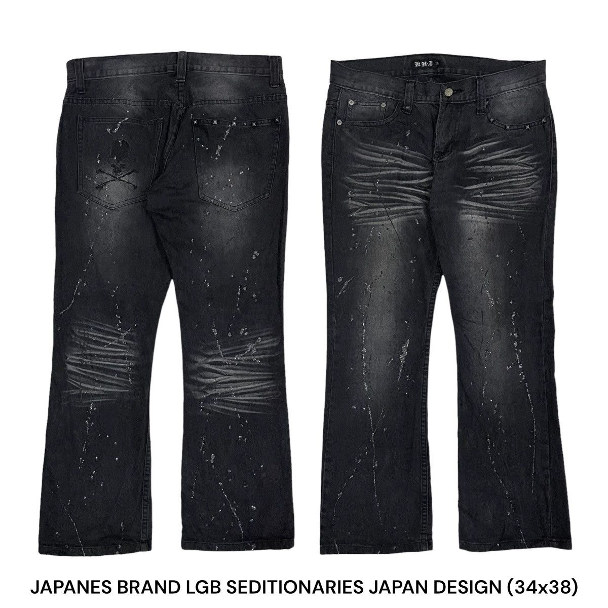 If Six Was Nine Vintage Y2K Flared Rare Faded Splatter Paint Design Size US 28 / EU 44 - 1 Thumbnail