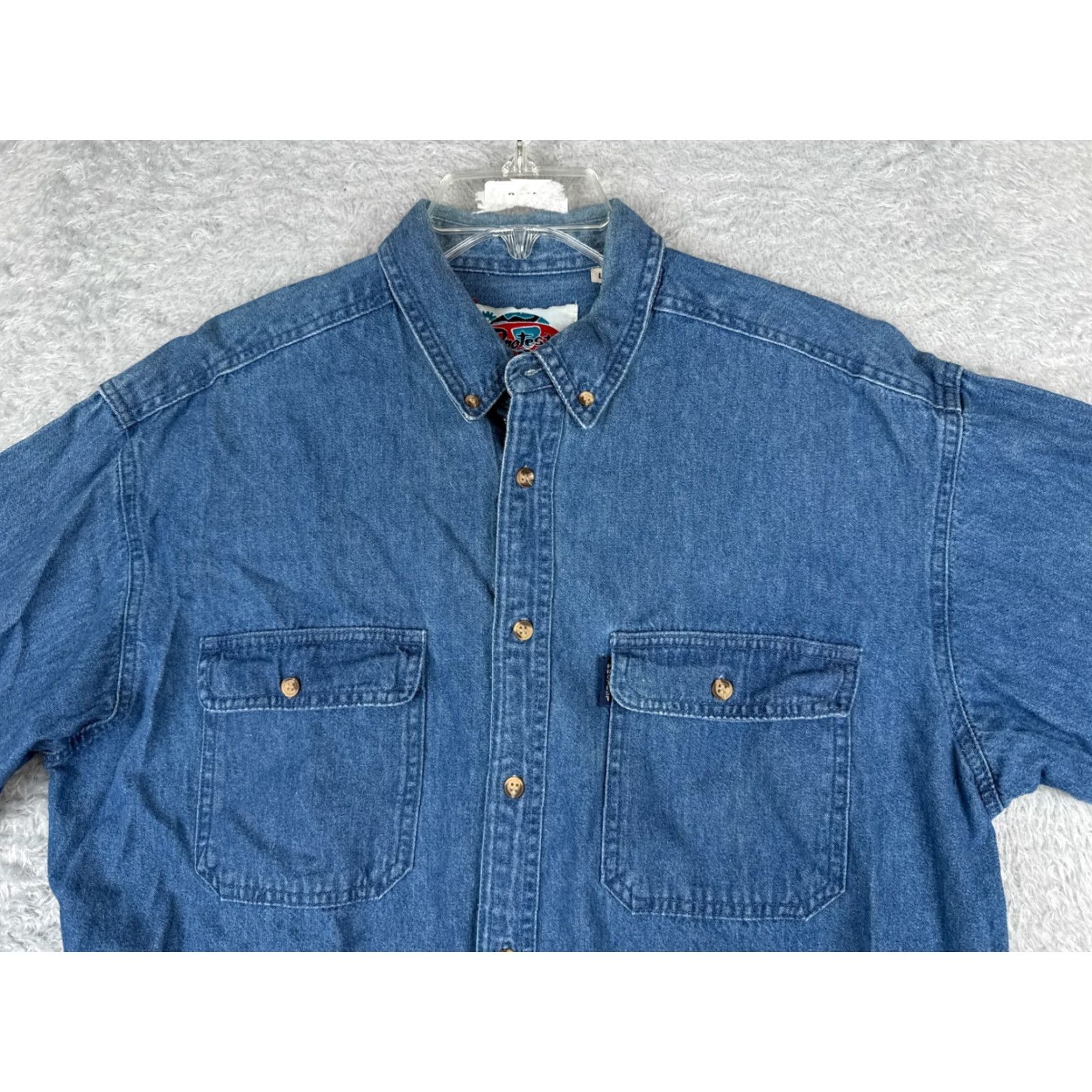 Vintage VINTAGE Protest Blues Shirt Denim Button Up Adult Large Blue 90s 100% Cotton Size US L / EU 52-54 / 3 - 4 Thumbnail