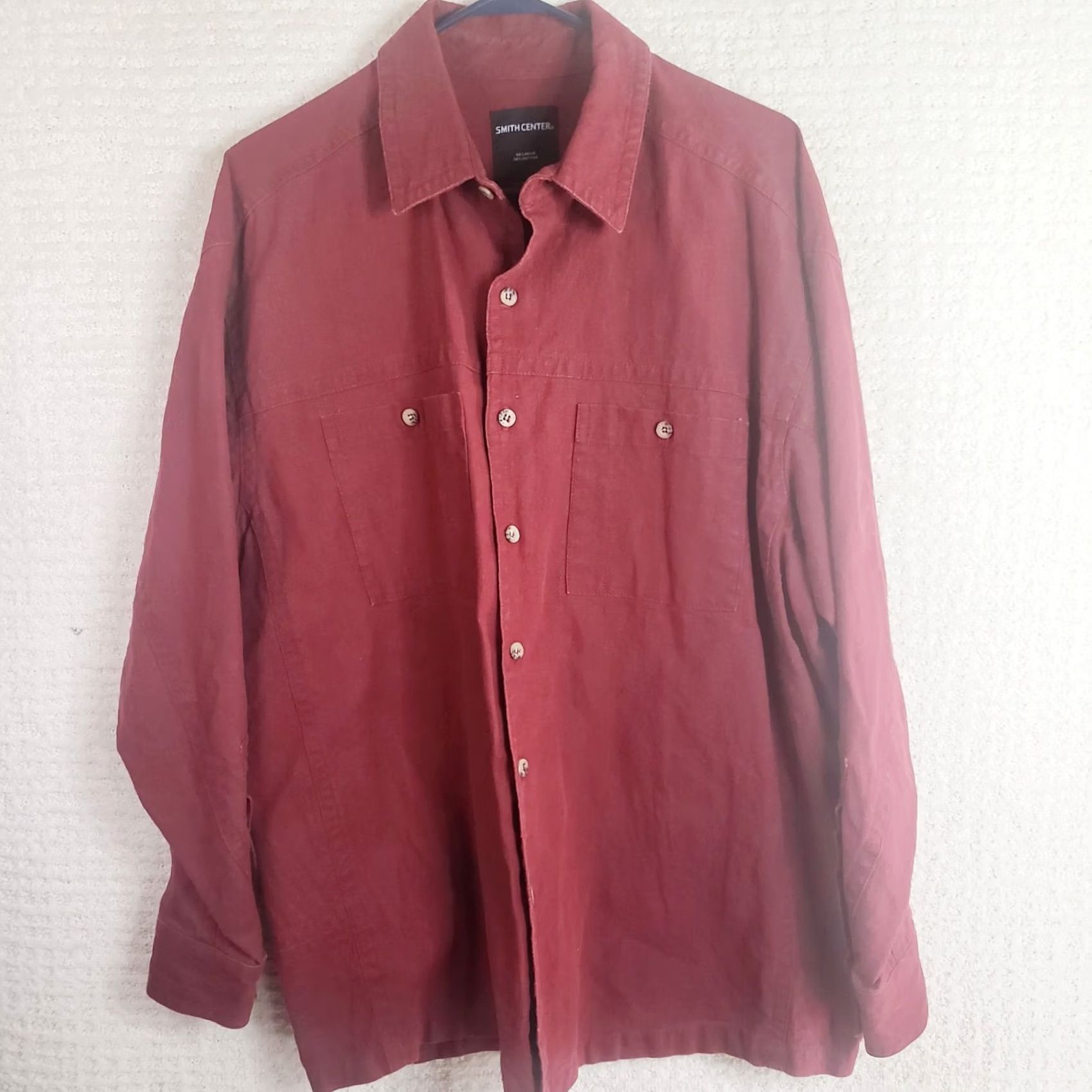 Vintage Smith Center Shirt Mens M Maroon Hemp Heavy USA Breathable Outdoor Natural Fiber Shirt Size US M / EU 48-50 / 2 - 2 Thumbnail