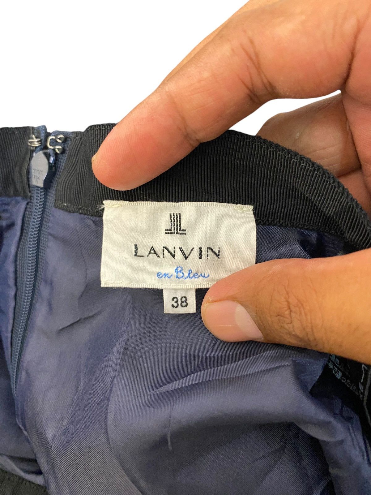 Lanvin Lanvin en Blue Stripe Skirt Size 23" - 8 Thumbnail