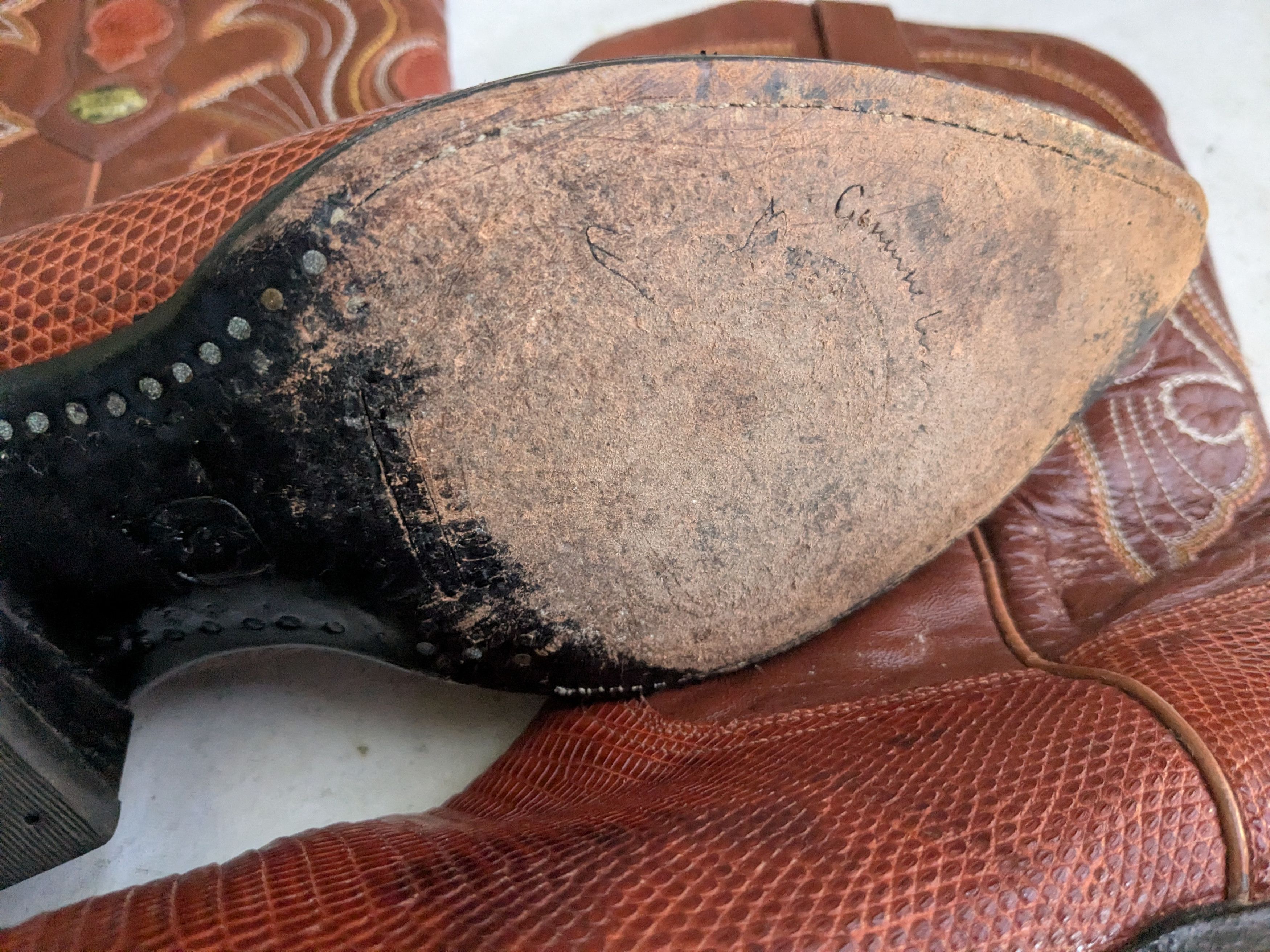 Genuine Leather Lizard Cowboy Boots Brown 11.5 EE Wide Mexico Botas Western Size US 11.5 / EU 44-45 - 17 Thumbnail
