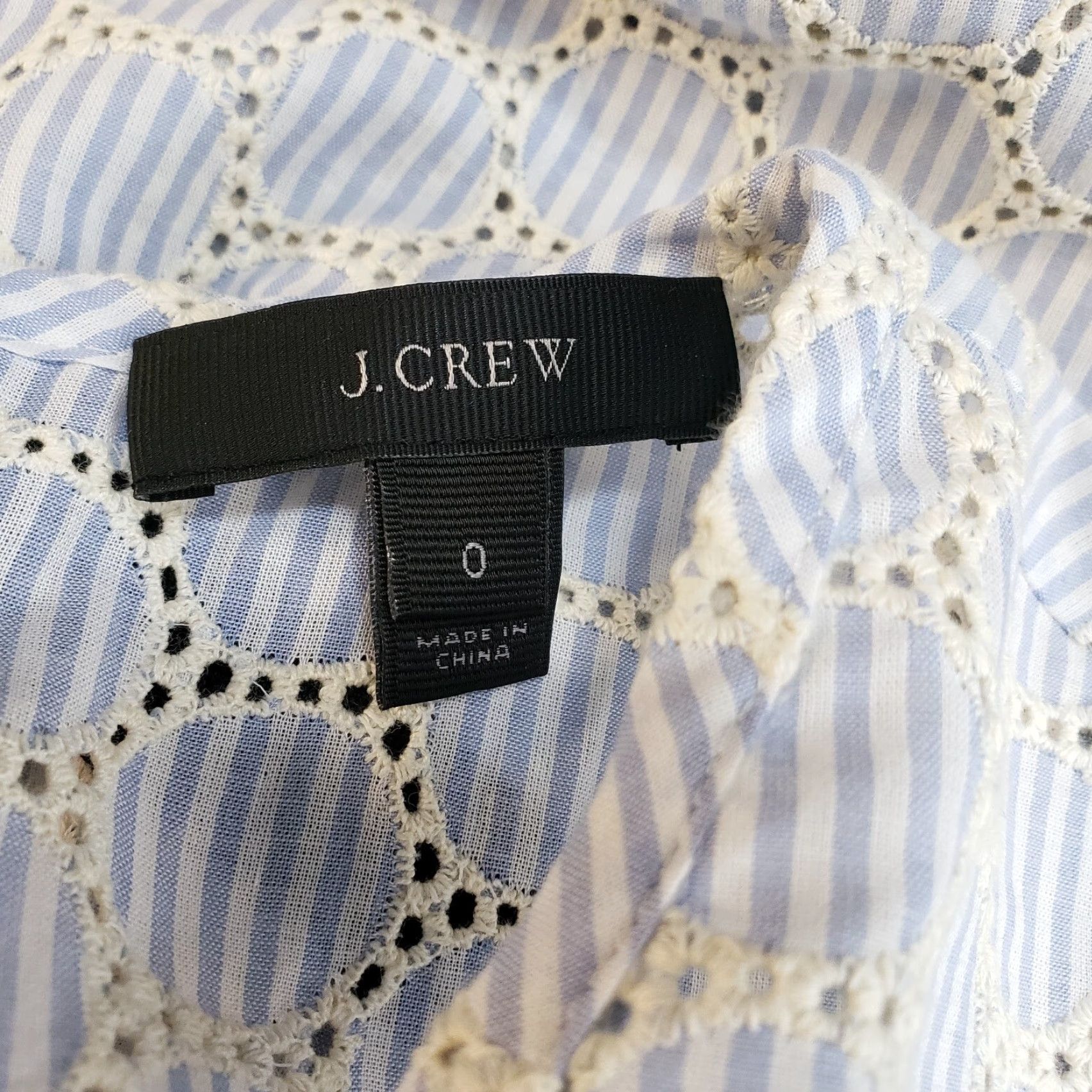 J.Crew VINTAGE J Crew Womens Top Sz 0 Blue White Striped Embroidered Short Sleeve Cotton Size XS / US 0-2 / IT 36-38 - 6 Thumbnail